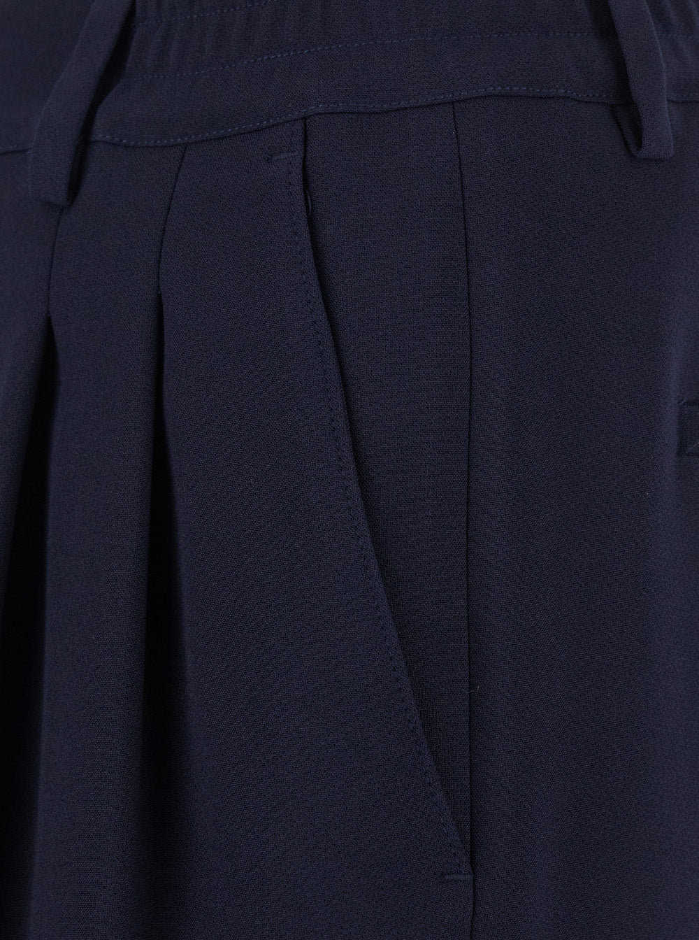 Low Brand Elastic Waist Cotton Trousers — Navy, view 3