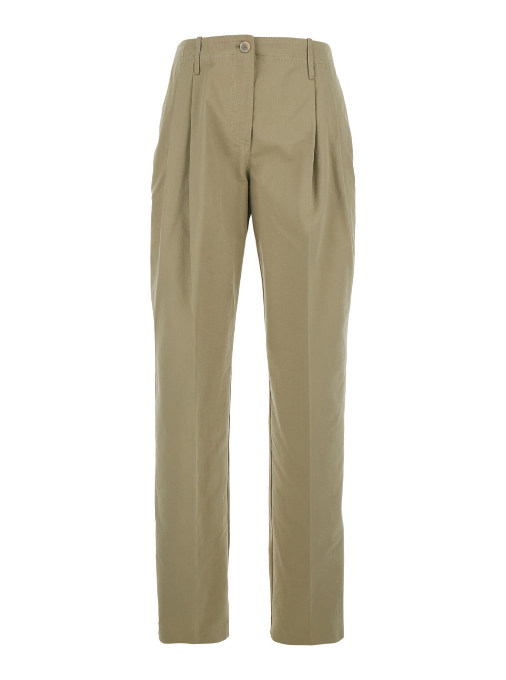 Semicouture High-Waisted Cotton Trousers — Beige by Semicouture