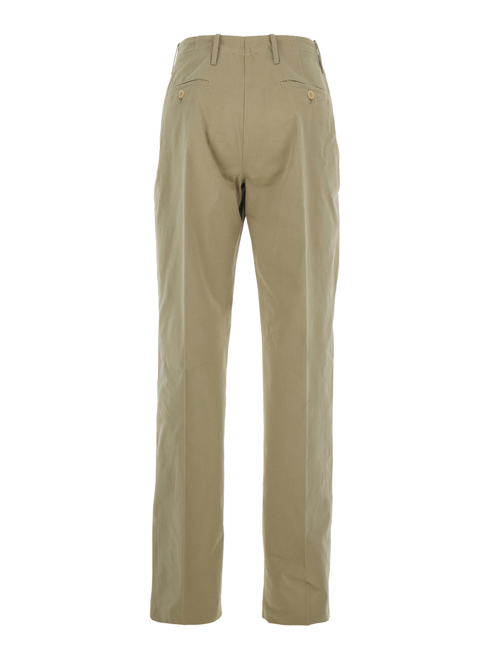 Semicouture High-Waisted Cotton Trousers — Beige, view 2