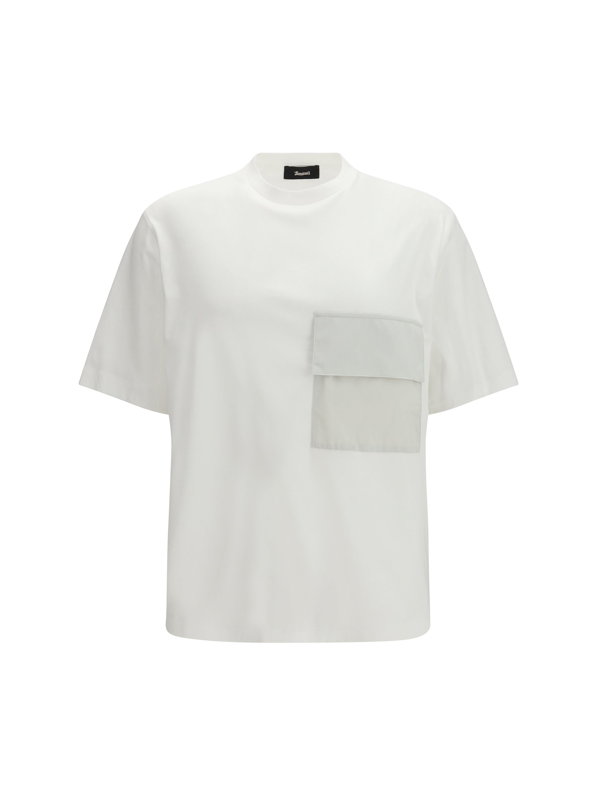 Laminar Patch Pocket Cotton T-Shirt — White, view 3