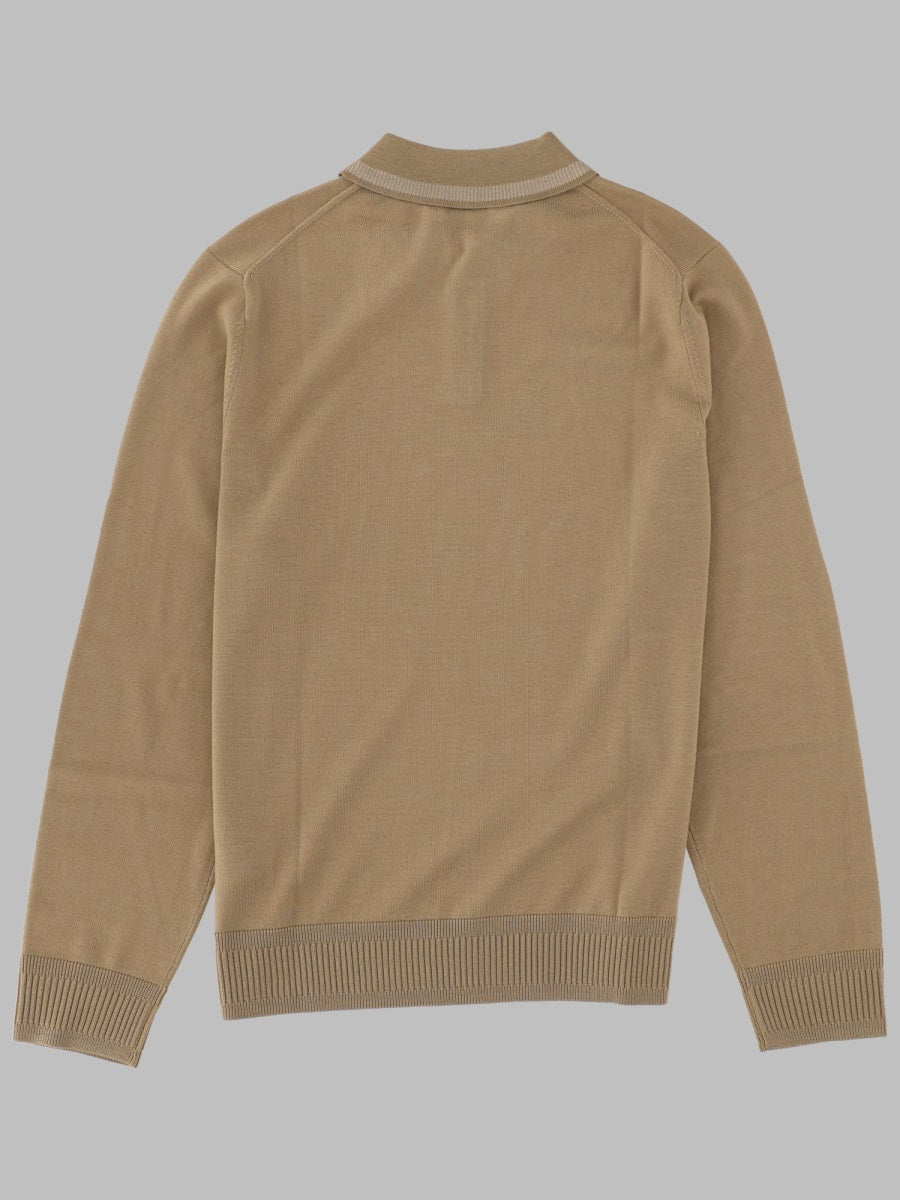 Ps Paul Smith Merino Wool Polo Shirt — Brown, view 2