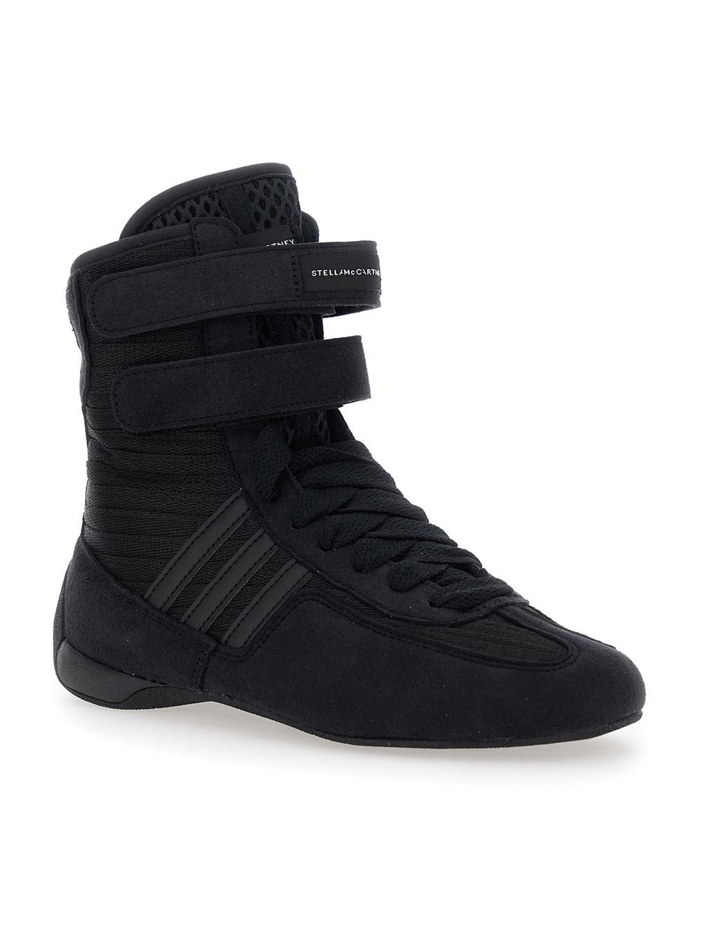 Stella McCartney High-Top Recycled Polyester Sneaker — Black, view 2