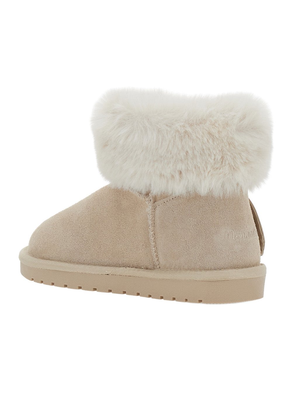Monnalisa Suede with Faux Fur Cuff Ankle Boot — Beige, view 3