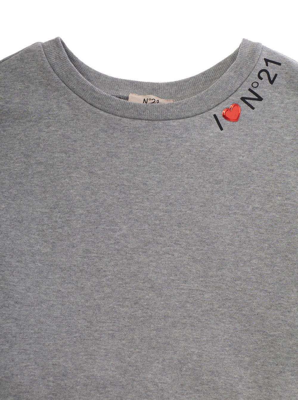 Nº21 Cotton Logo-Lettering Crewneck Sweatshirt — Gray, view 3