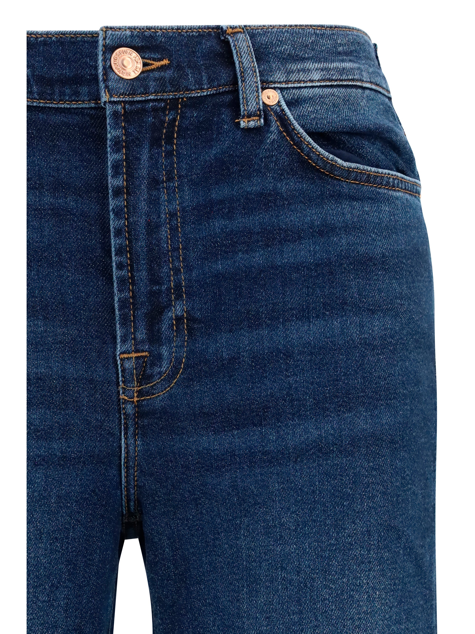 7 For All Mankind High-Rise Flared Denim Jeans — Blue, view 2