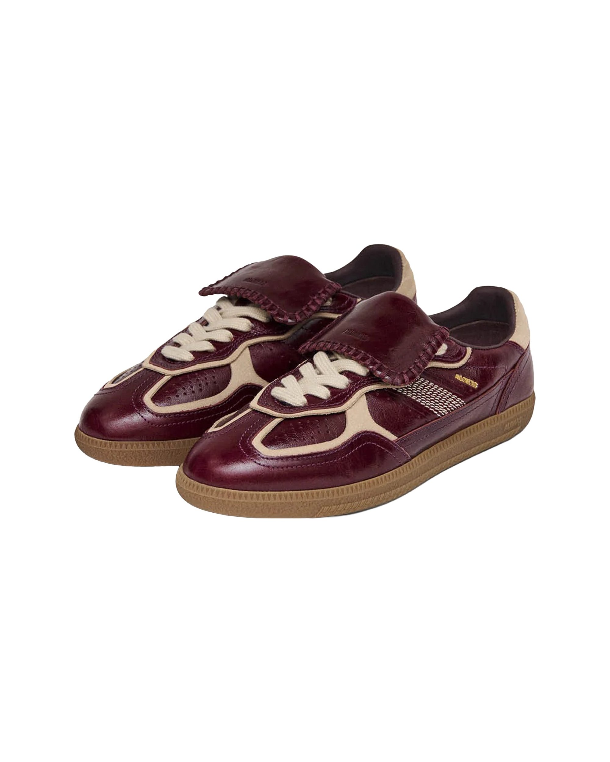 Alohas Leather Low-Top Trainer Sneaker — Burgundy, view 2