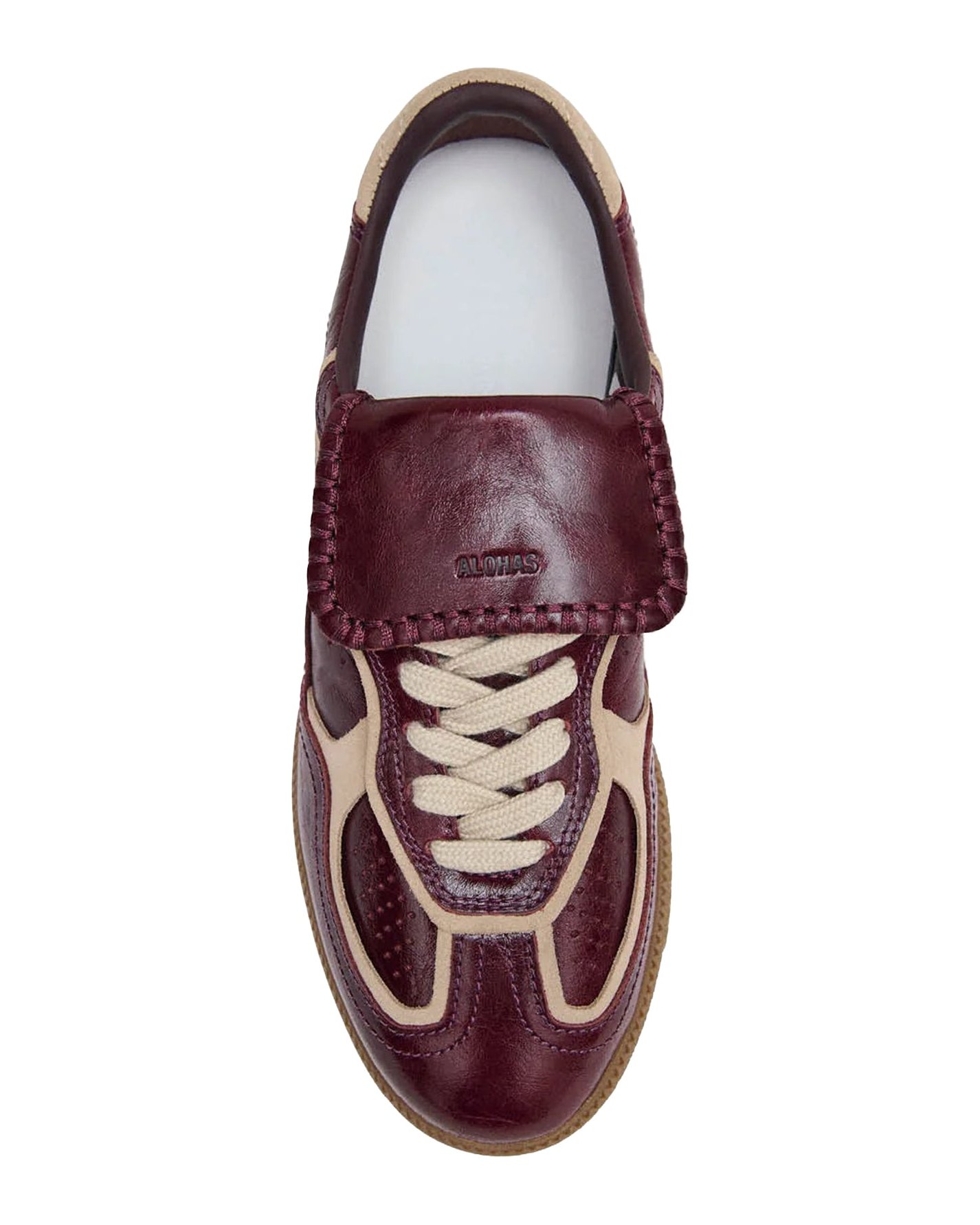 Alohas Leather Low-Top Trainer Sneaker — Burgundy, view 3