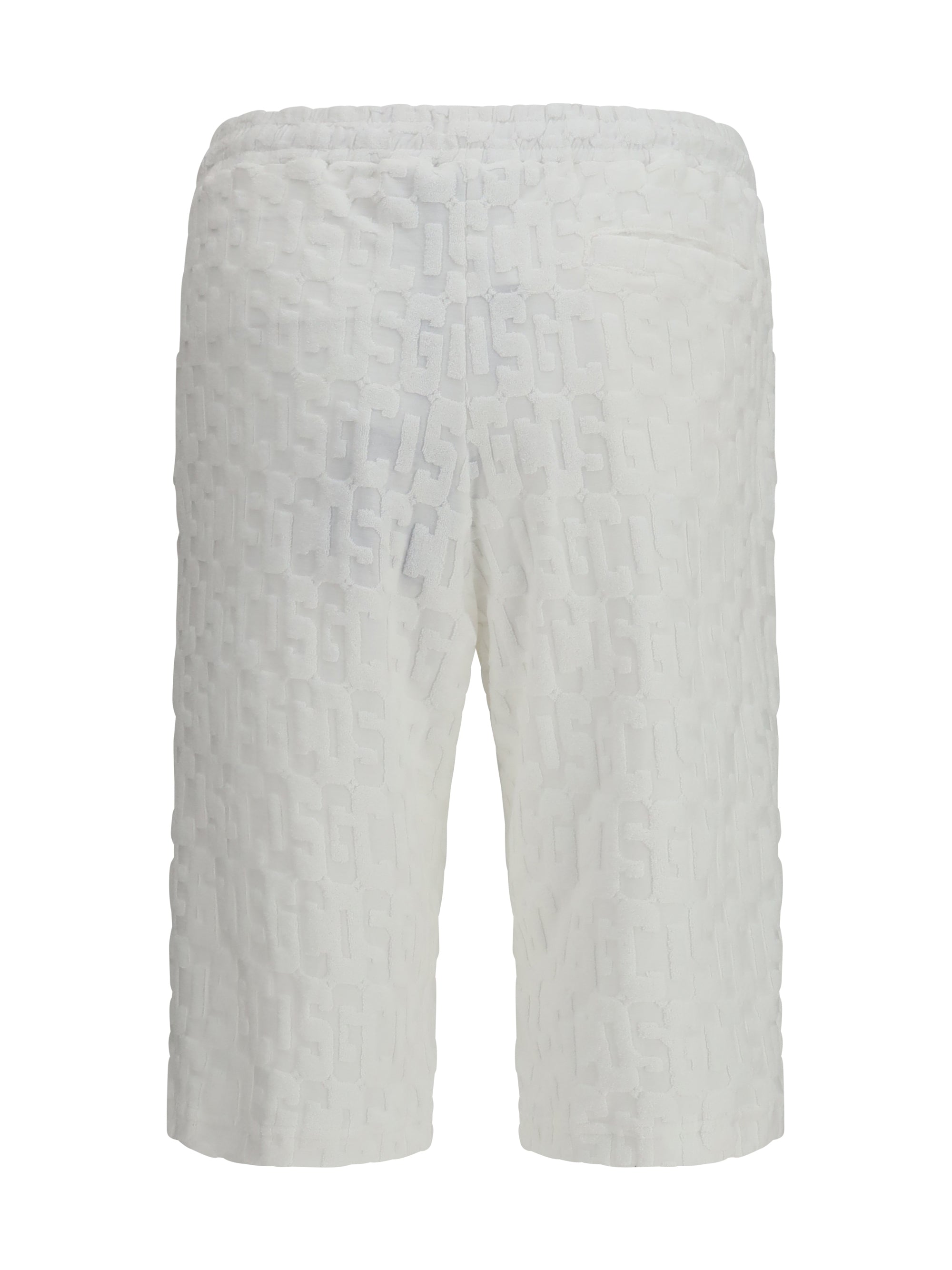 GCDS All-Over Monogram Bermuda Shorts — White by GCDS