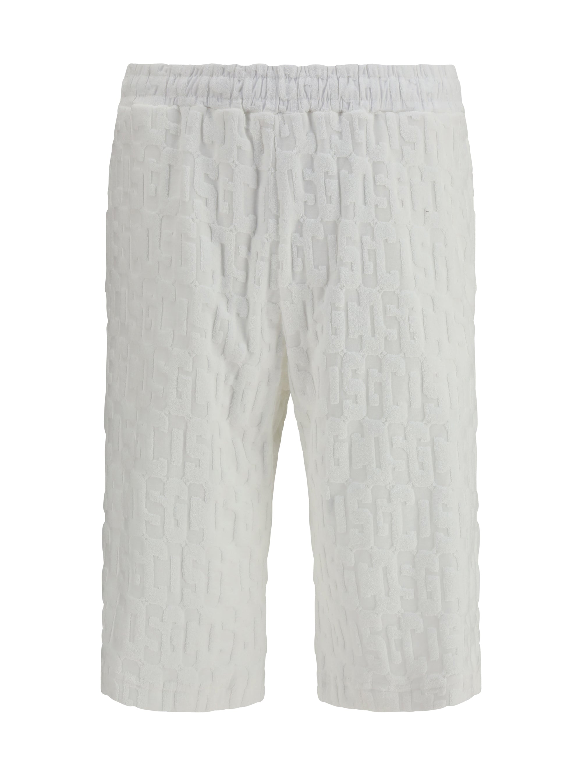 GCDS All-Over Monogram Bermuda Shorts — White, view 2