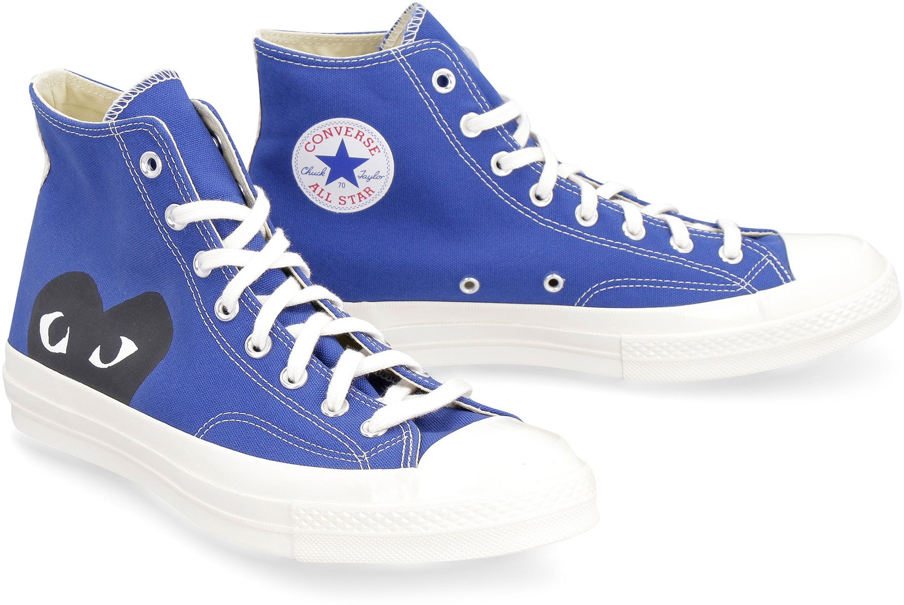 Comme Des GarçOns Play High-Top Canvas Sneakers — Blue, view 3