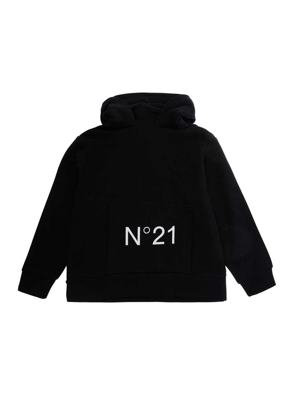 Nº21 Logo-Embroidered Cotton Hoodie — Black by Nº21