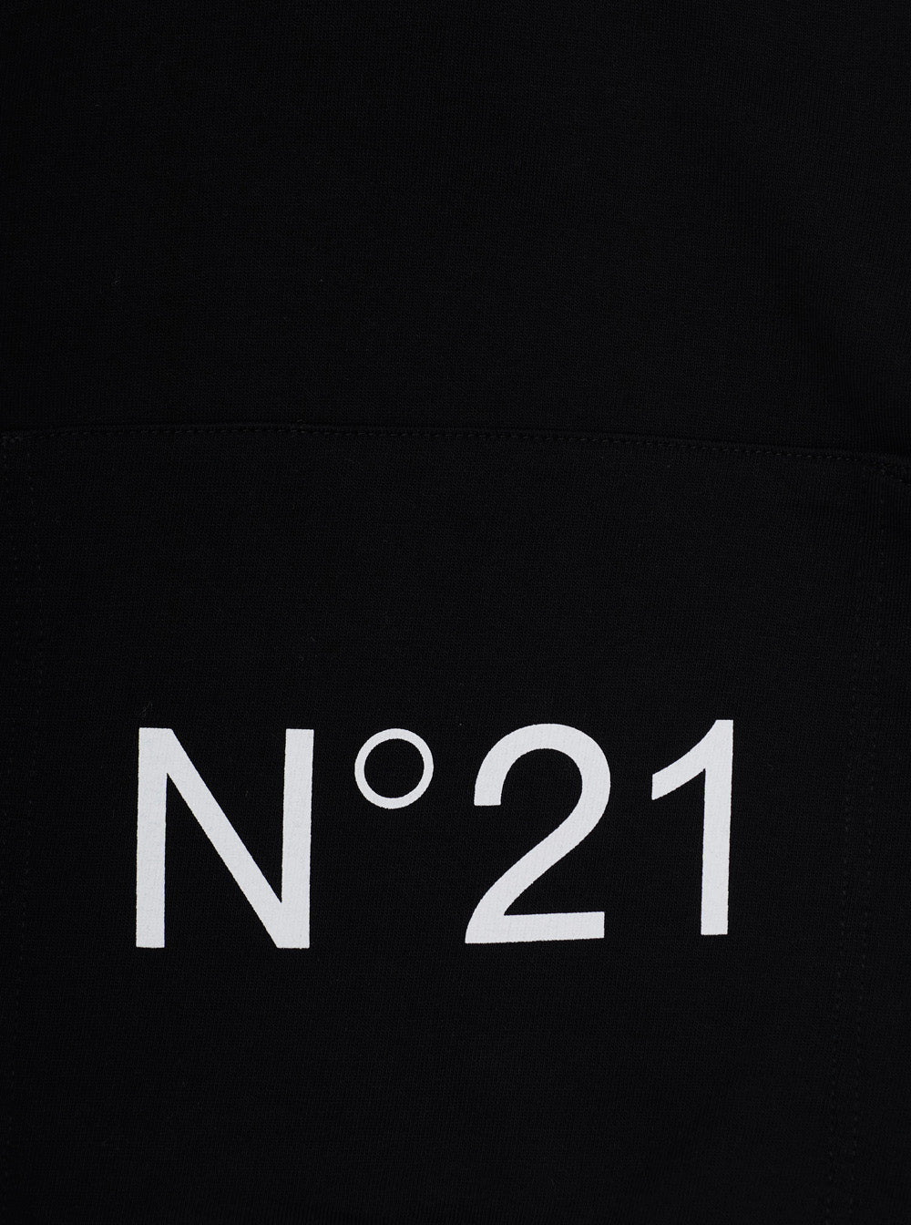 Nº21 Logo-Embroidered Cotton Hoodie — Black, view 3