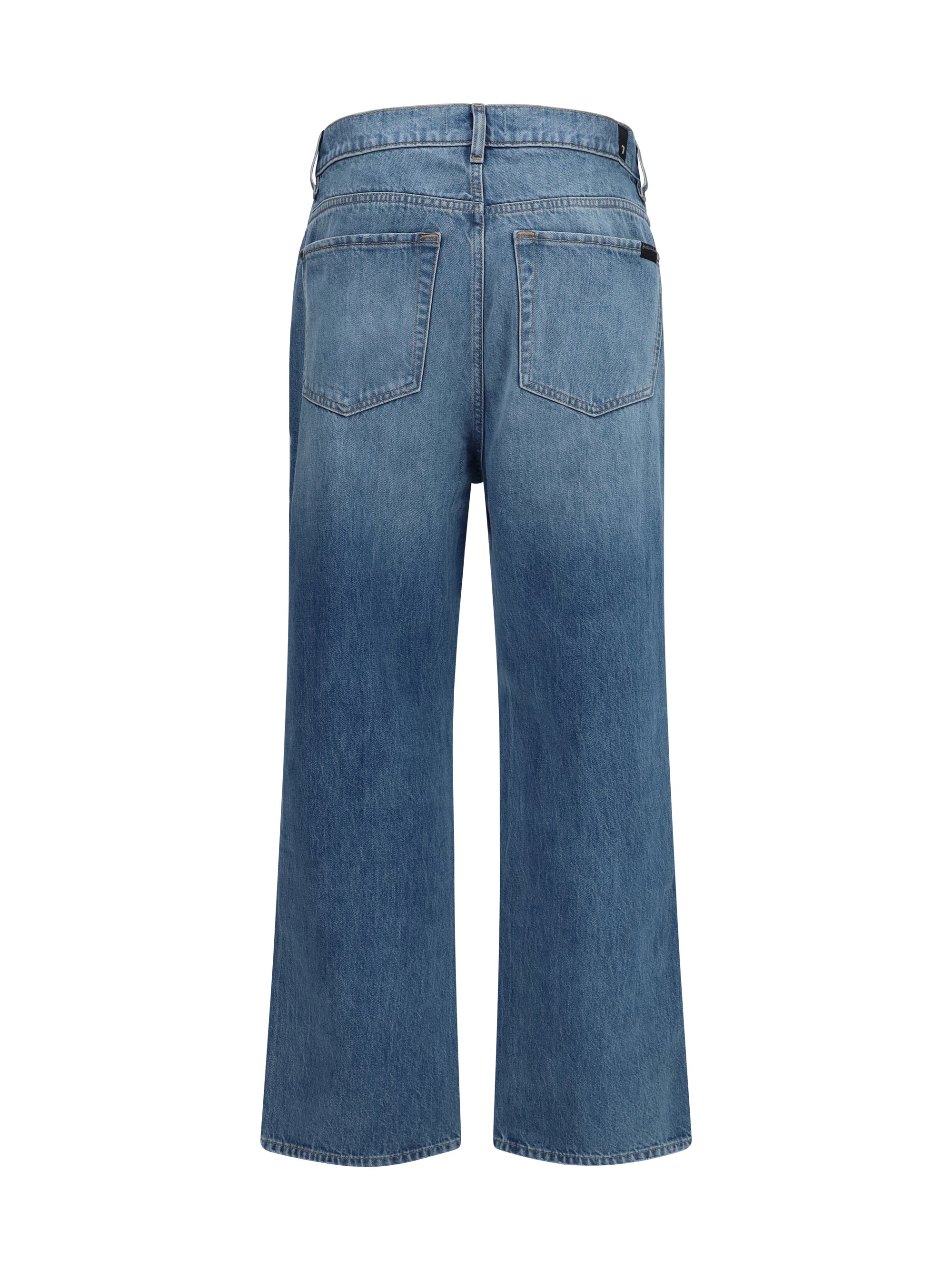7 For All Mankind Wide-Leg Cotton Denim Jeans — Blue by 7 For All Mankind
