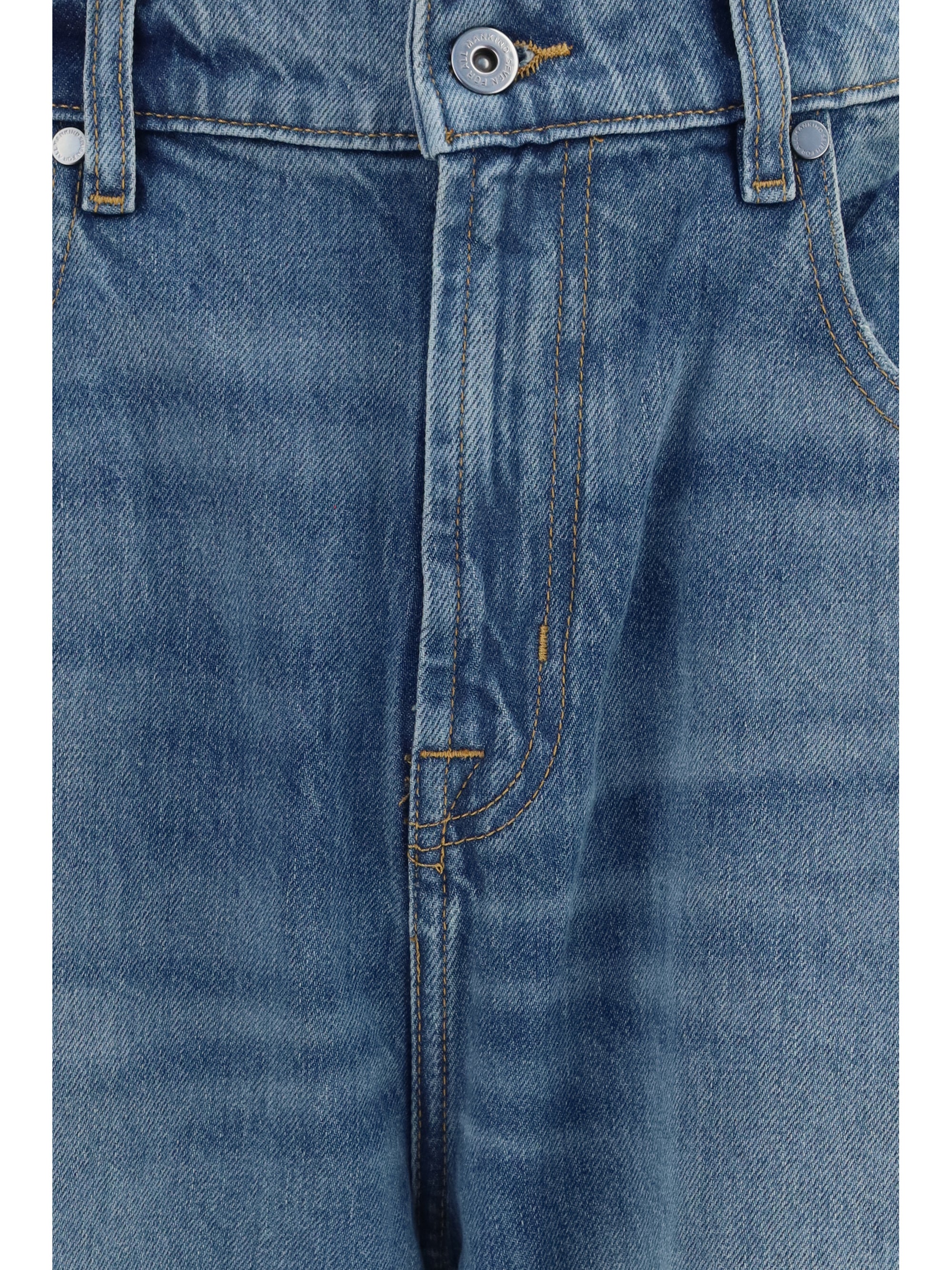 7 For All Mankind Wide-Leg Cotton Denim Jeans — Blue, view 2