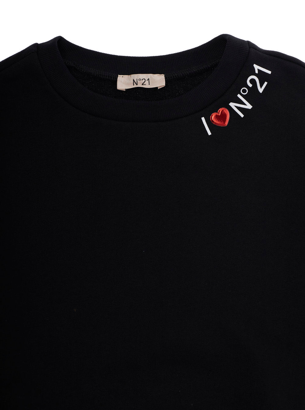Nº21 Logo-Embroidered Cotton Sweatshirt — Black, view 3