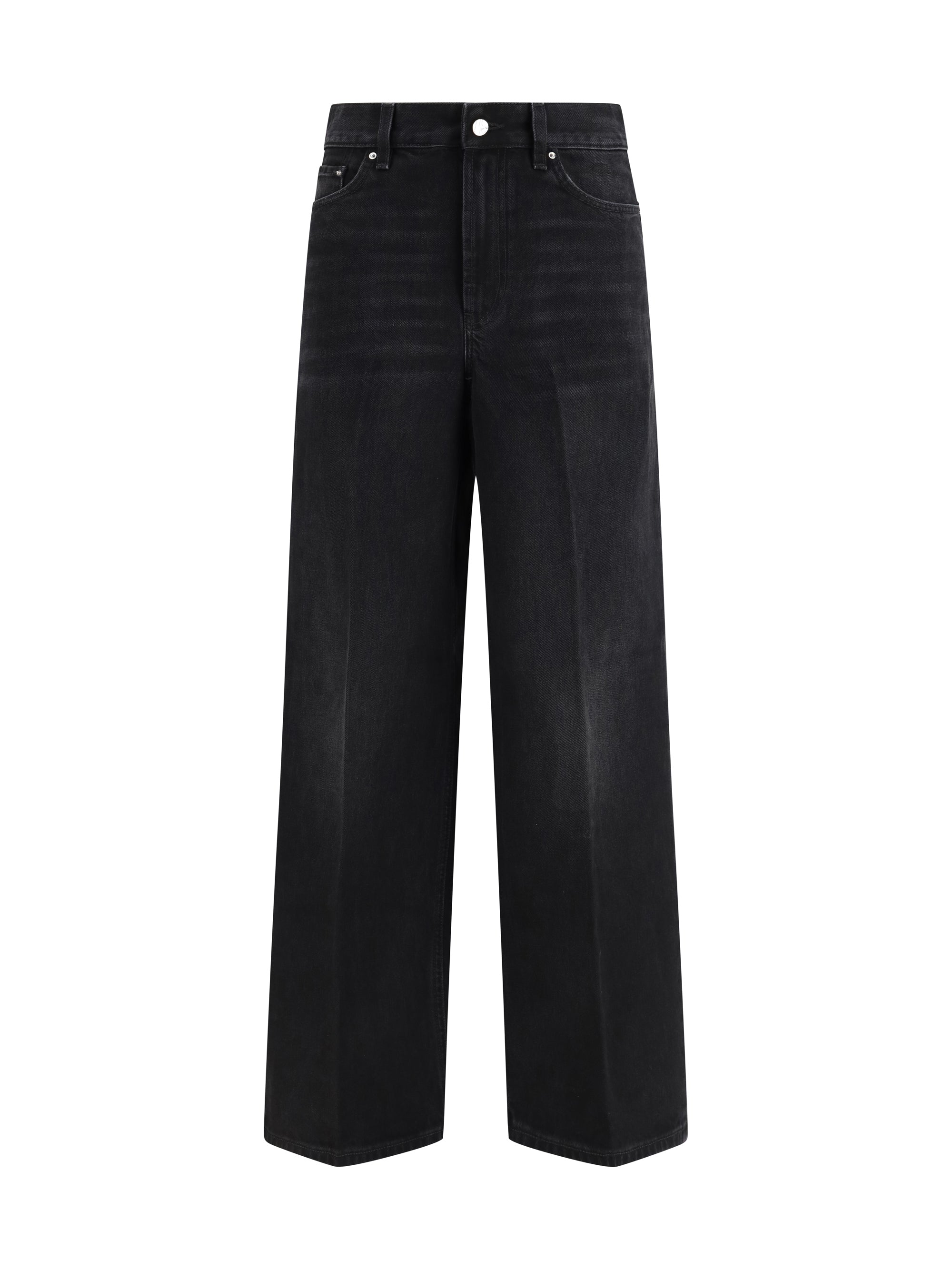 Toteme Wide-Leg Organic Cotton Jeans — Black, view 3