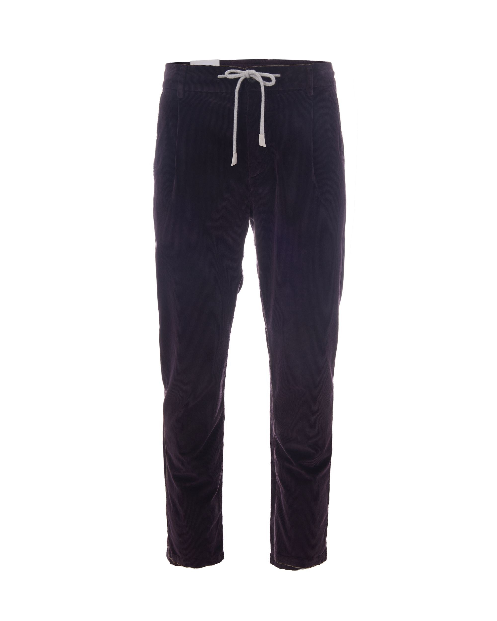 Eleventy Ribbed Corduroy Joggers — Burgundy by Eleventy