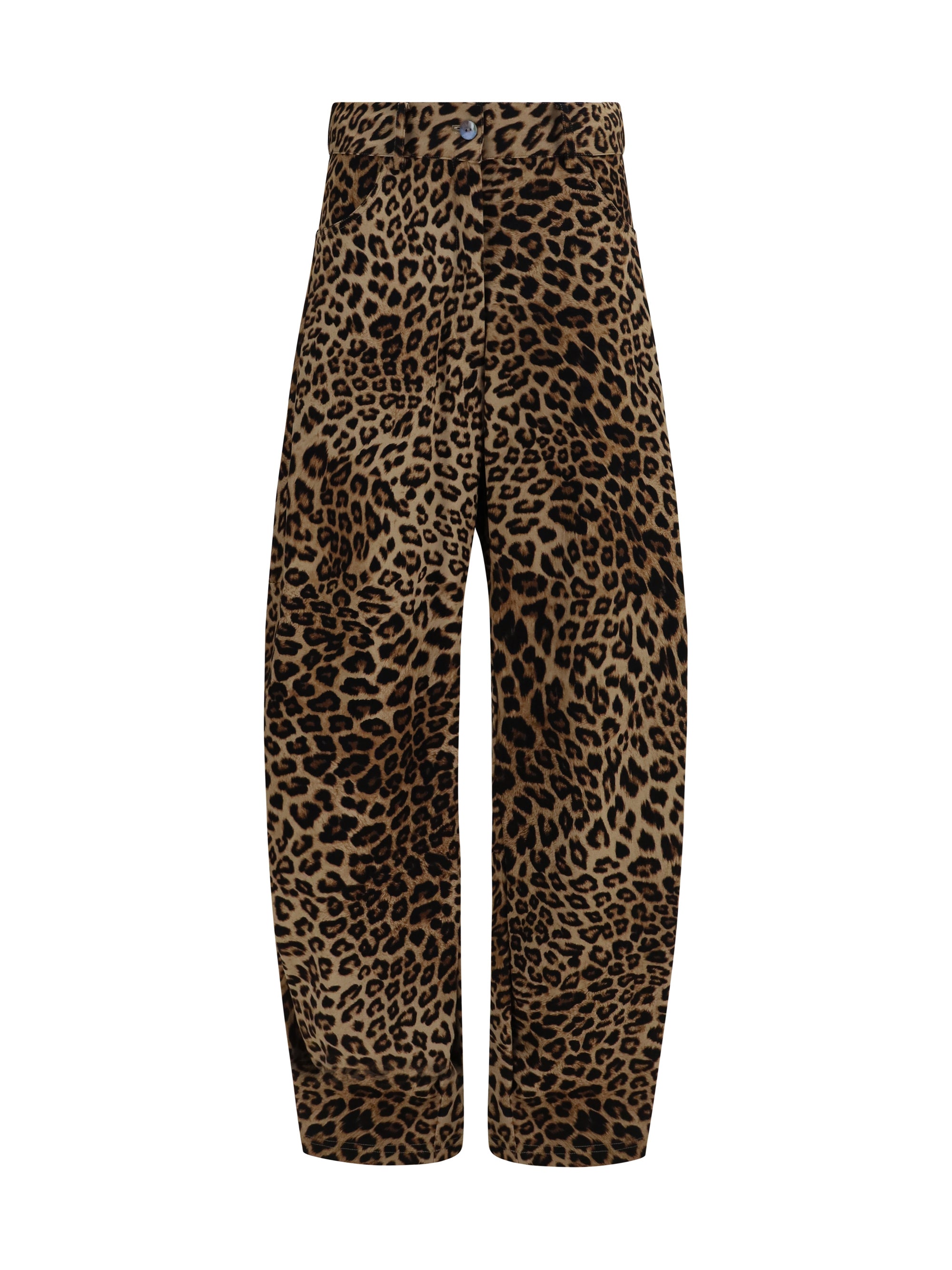 Ella Leopard-Print Barrel Trousers — Multicolor, view 3