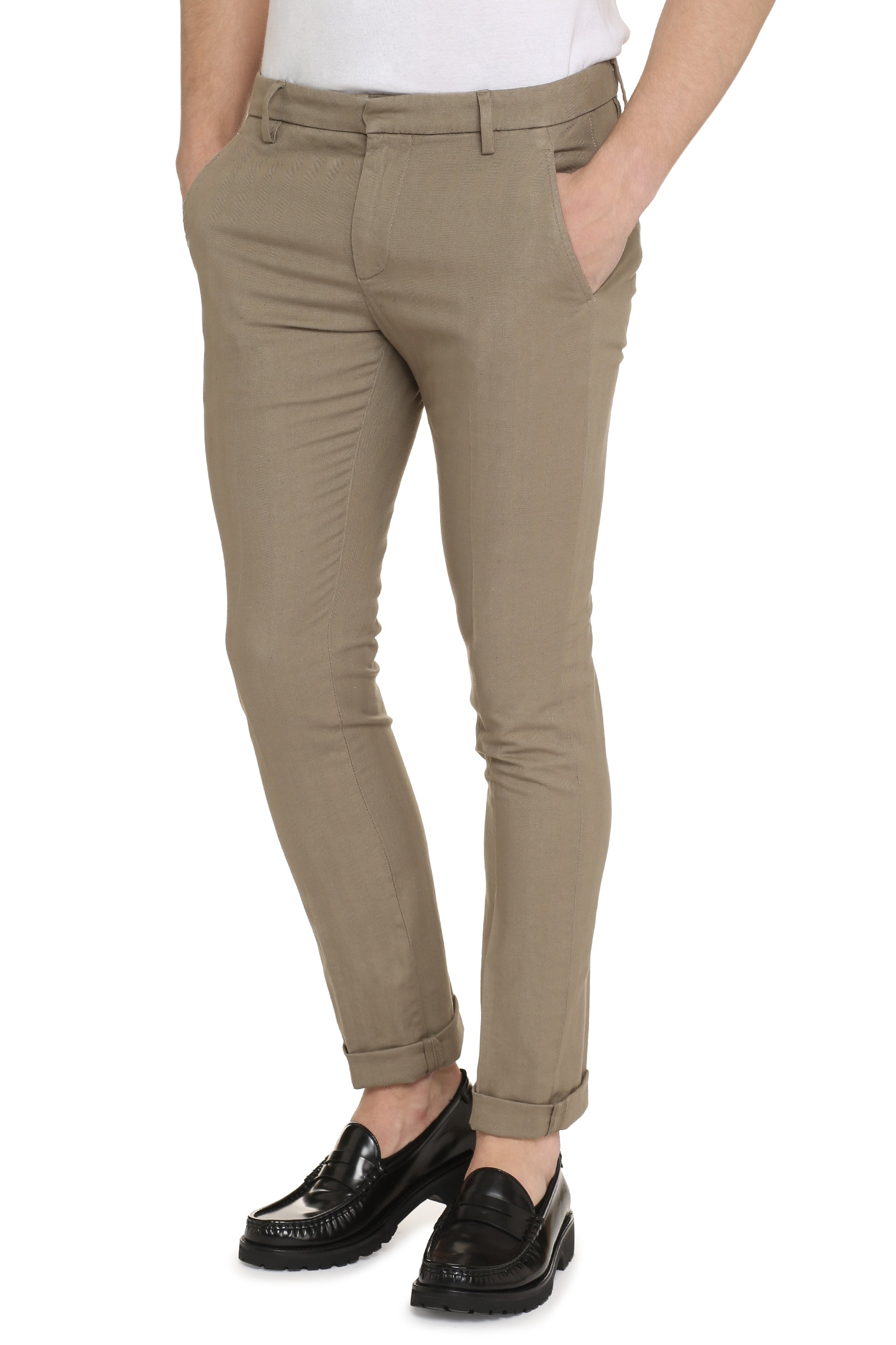 Dondup Cotton-Linen Blend Chinos — Turtledove, view 3