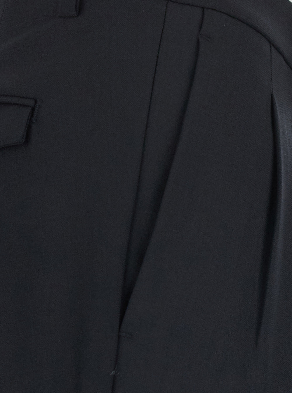 Michael Coal Double-Pleated Wool Blend Trousers — Black, view 3
