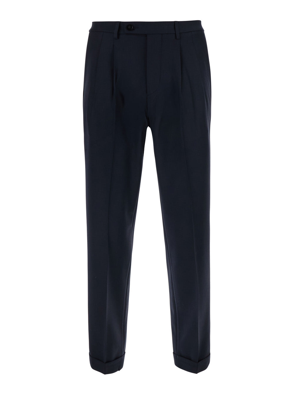 Michael Coal Double Pleated Tech Fabric Wool Trousers — Blue by Michael Coal
