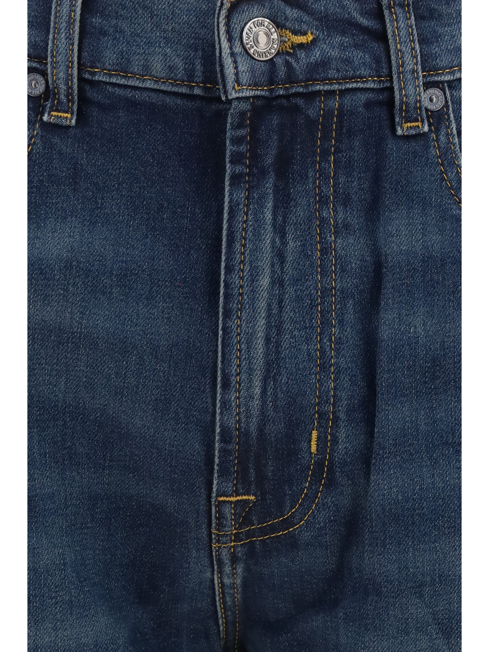 7 For All Mankind Straight-Leg Denim Jeans — Blue, view 3