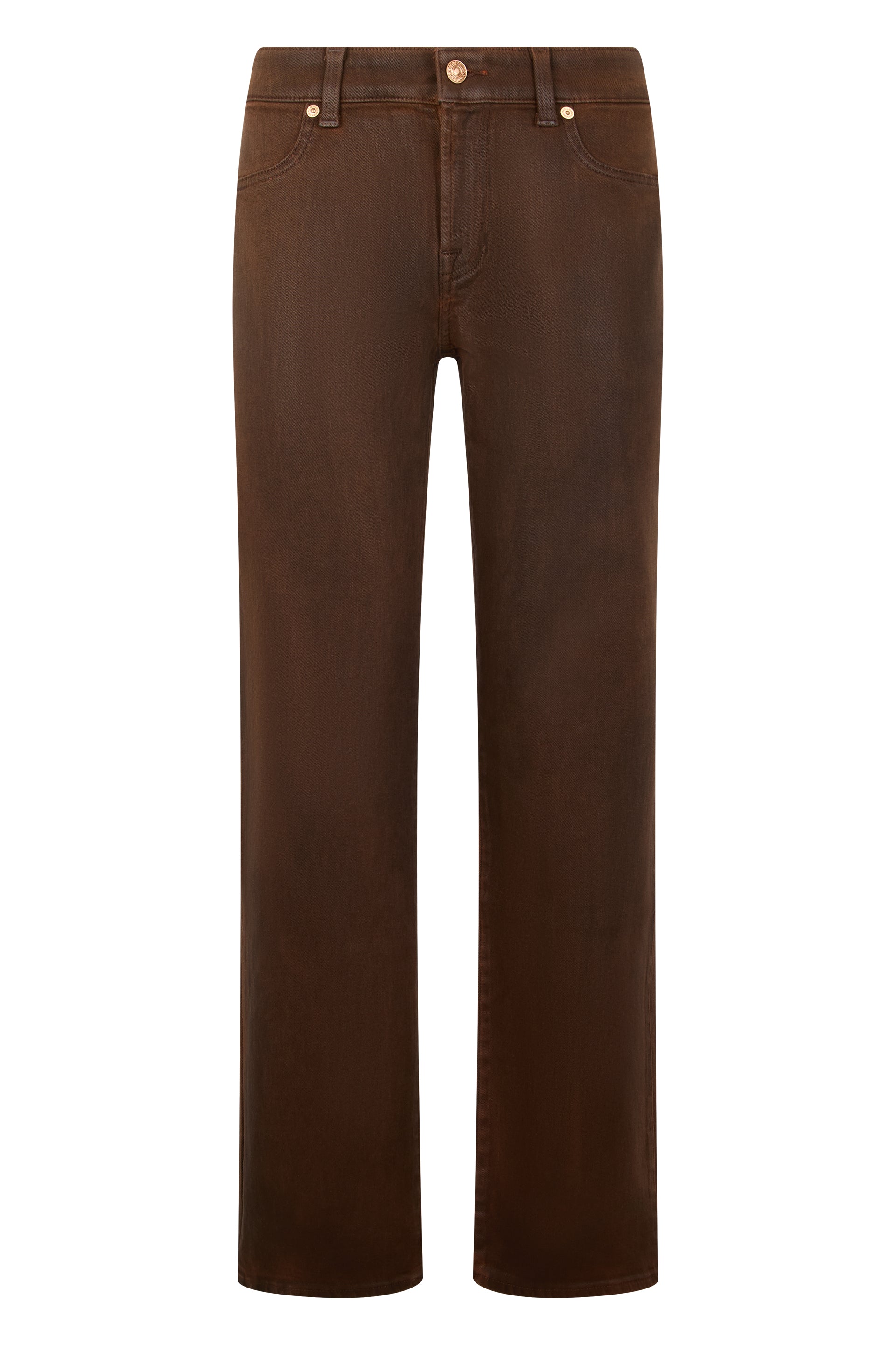 7 For All Mankind Stretch Denim Straight-Leg Jeans — Brown by 7 For All Mankind