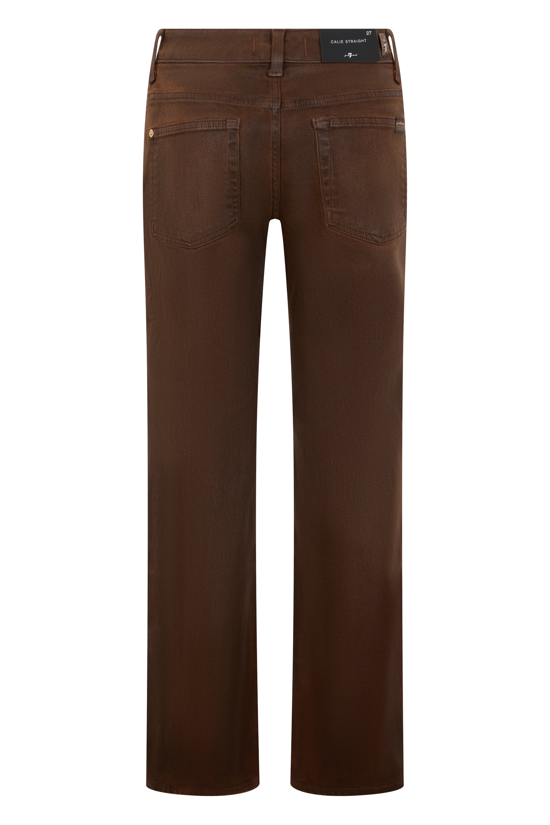 7 For All Mankind Stretch Denim Straight-Leg Jeans — Brown, view 2