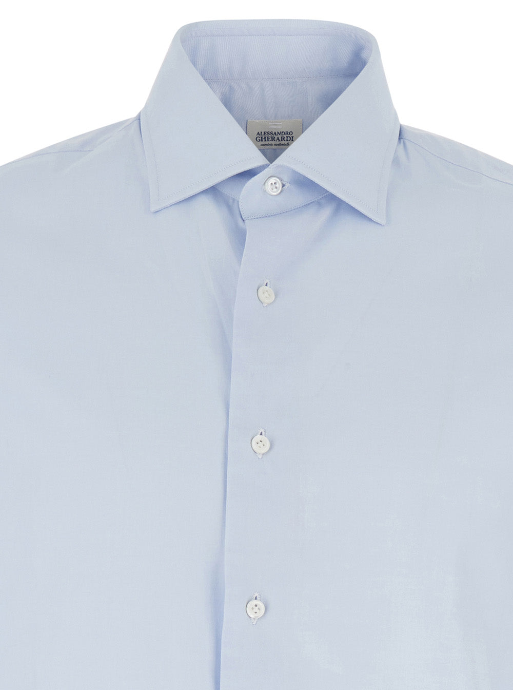 Alessandro Gherardi 100% Cotton Classic Collar Shirt — Blue, view 2