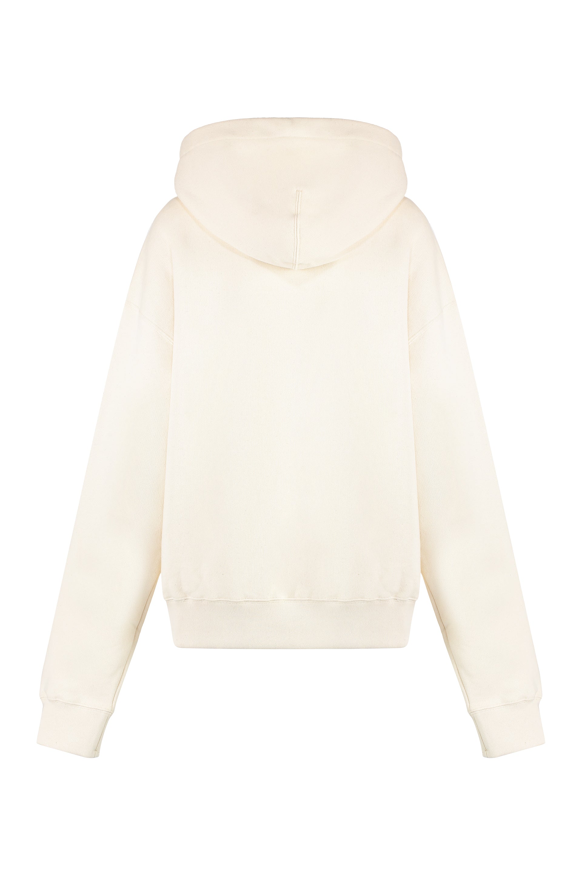 Jil Sander Ribbed Cotton Hoodie — Cream, view 2