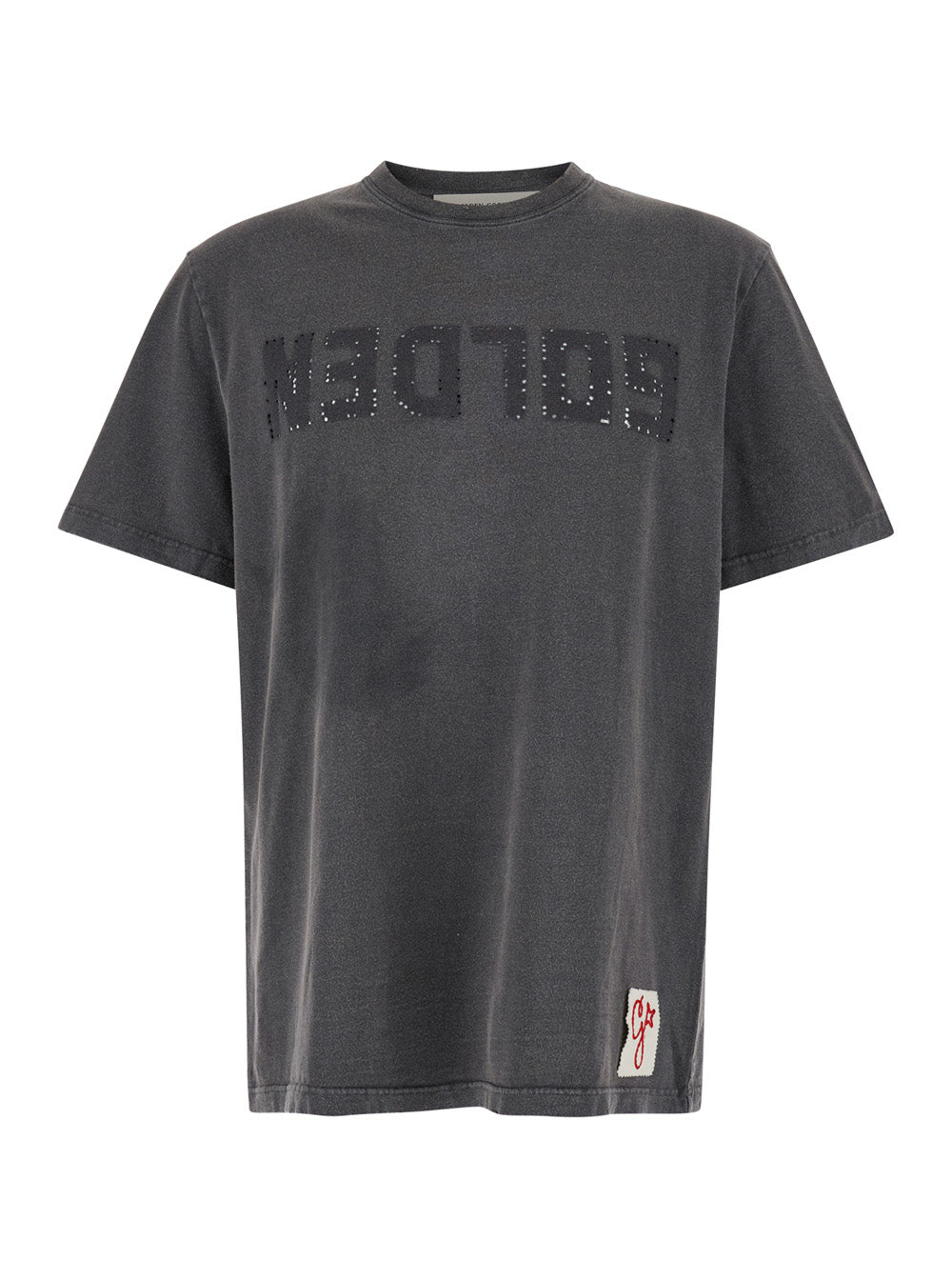 Golden Goose Logo-Embellished Cotton T-Shirt — Gray, view 3