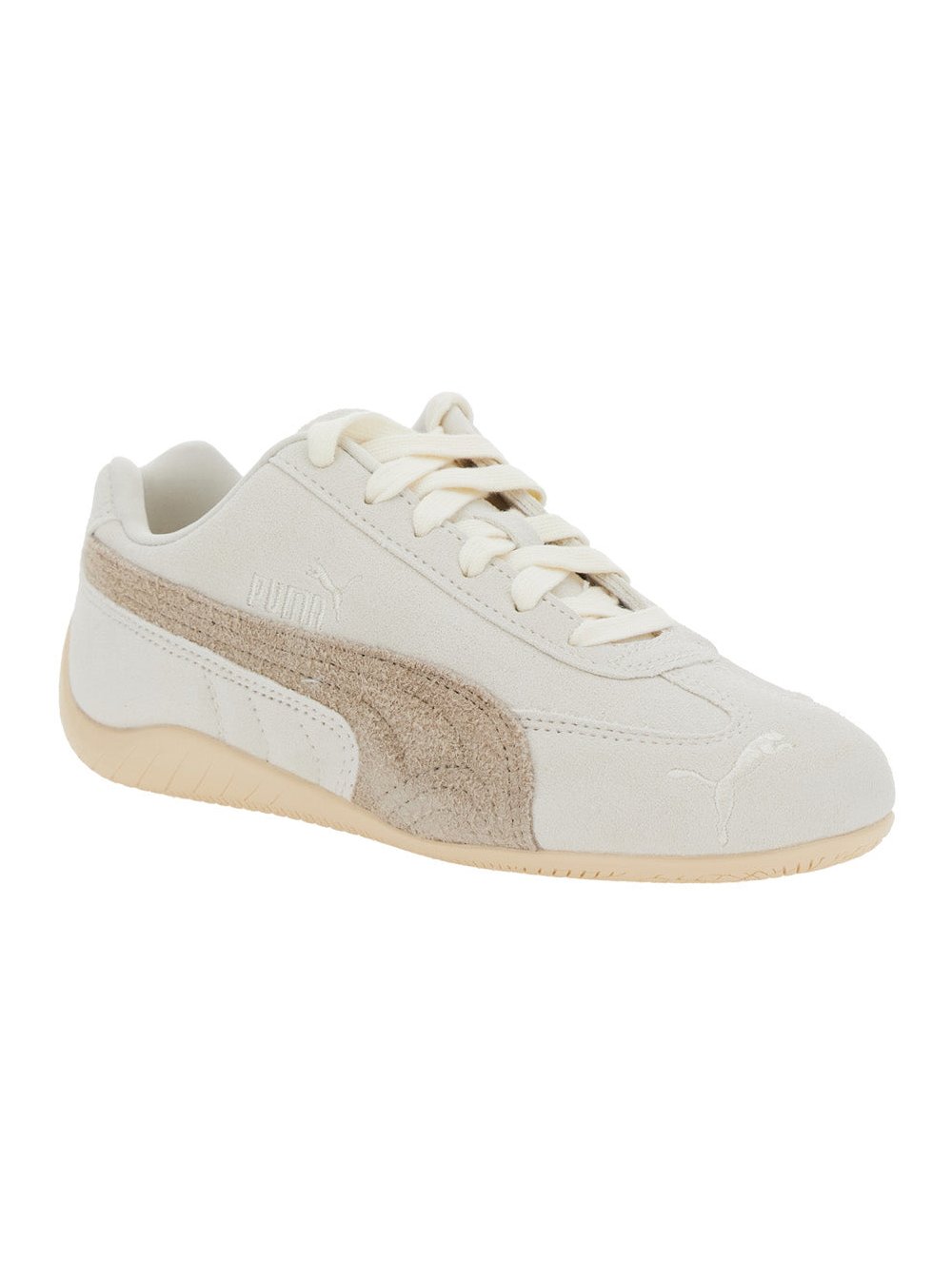 Puma Logo-Print Leather Sneaker — White, view 2