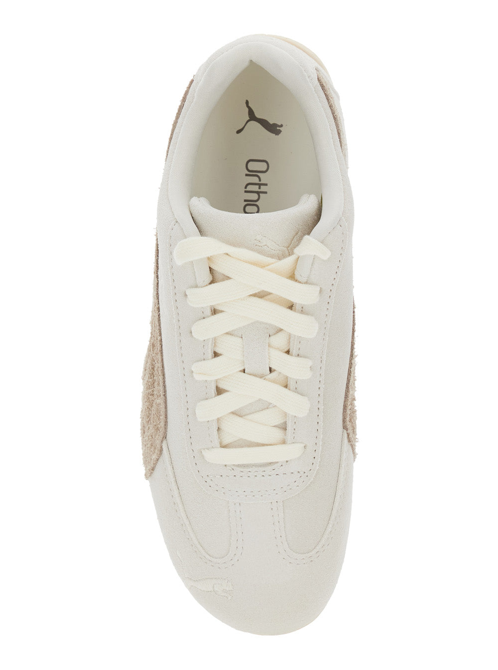 Puma Logo-Print Leather Sneaker — White, view 4