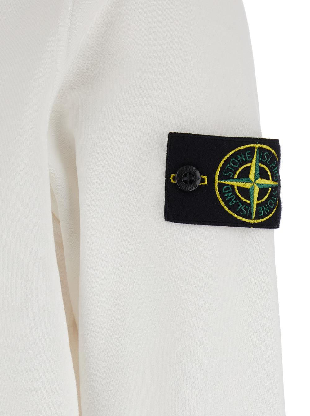 Stone Island Cotton Hooded Sweatshirt — White, view 3