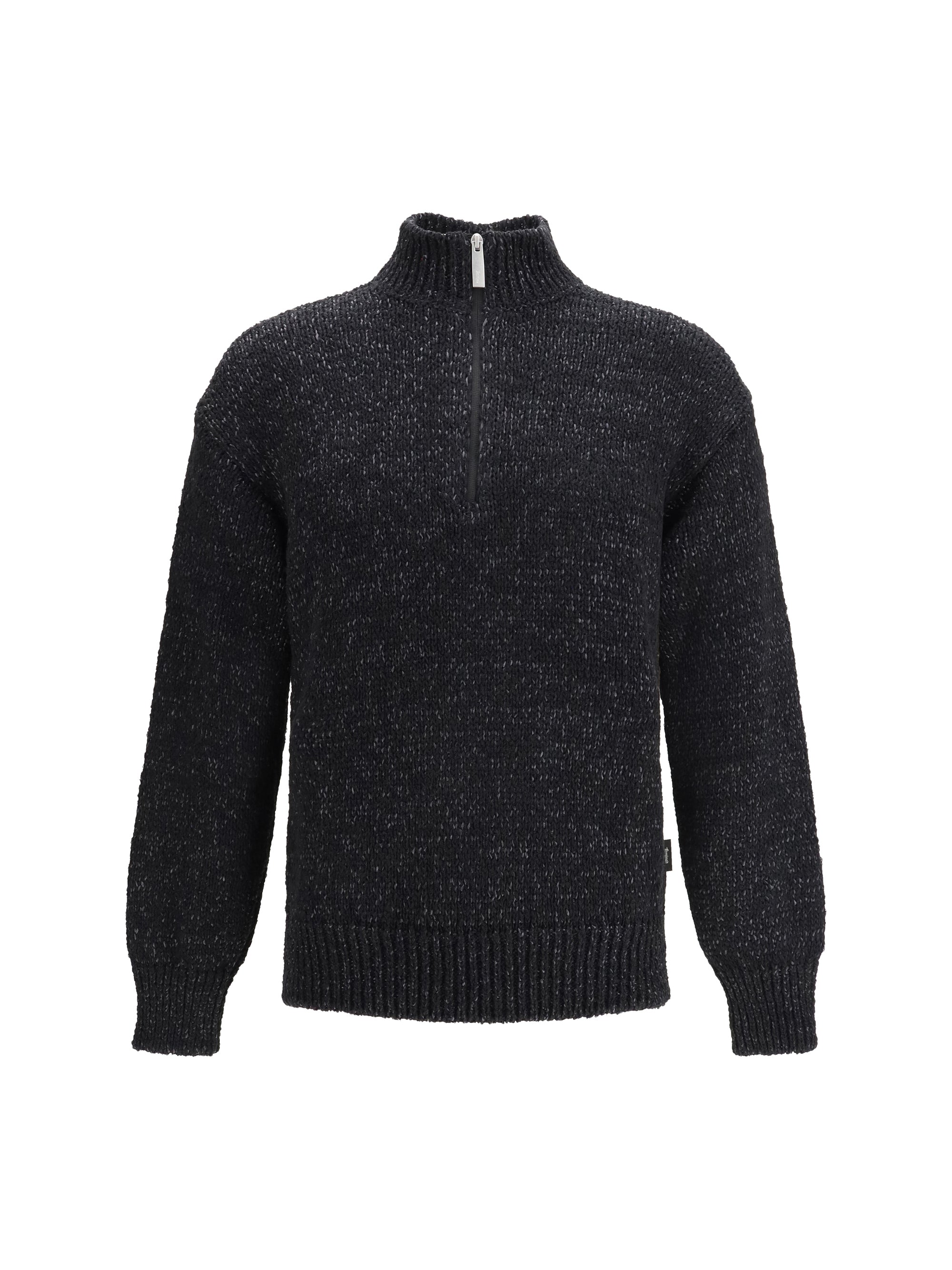 Laminar Cotton Melange Knit Sweater — Black, view 3