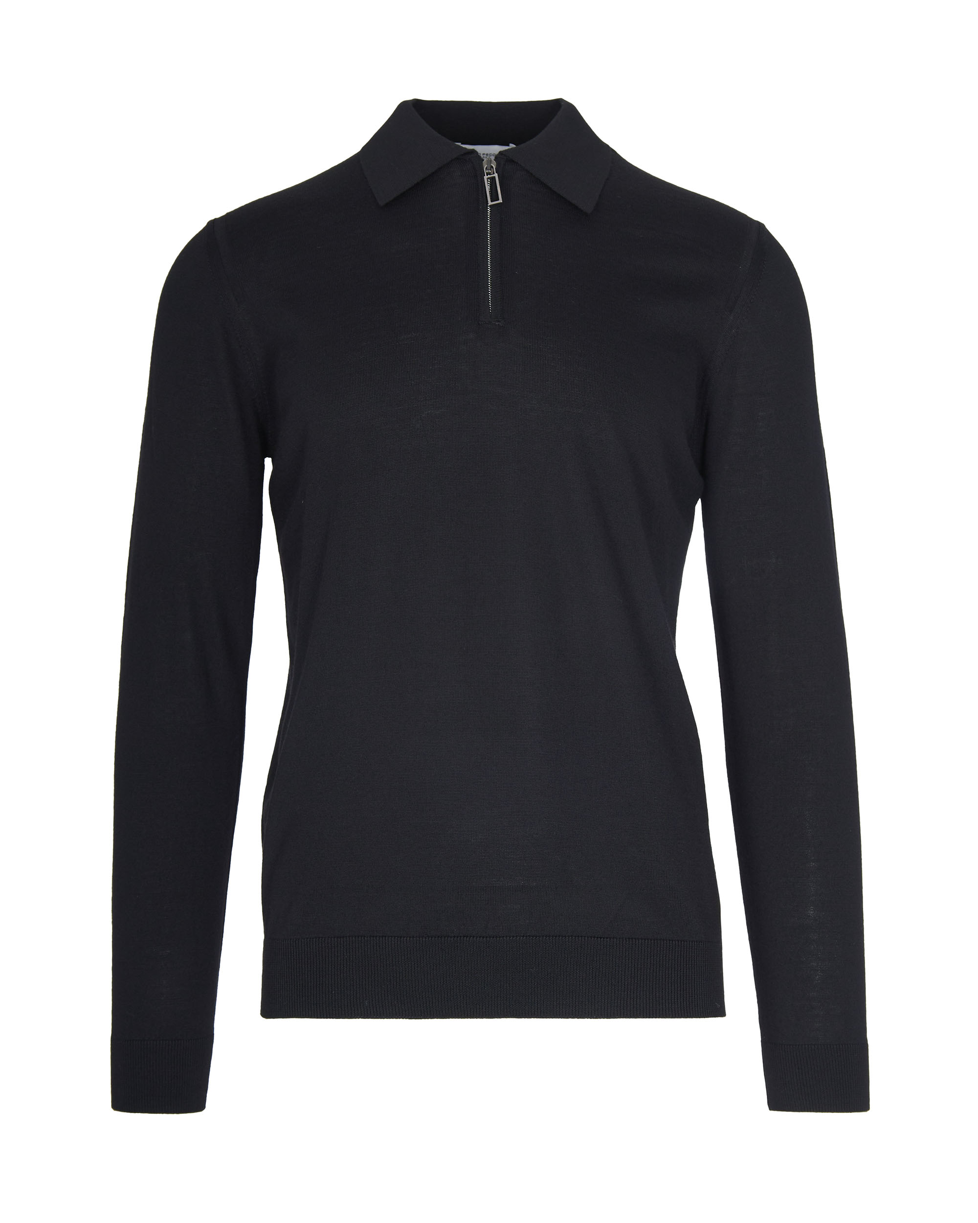 Paolo Pecora Virgin Wool Half-Zip Polo — Black by Paolo Pecora