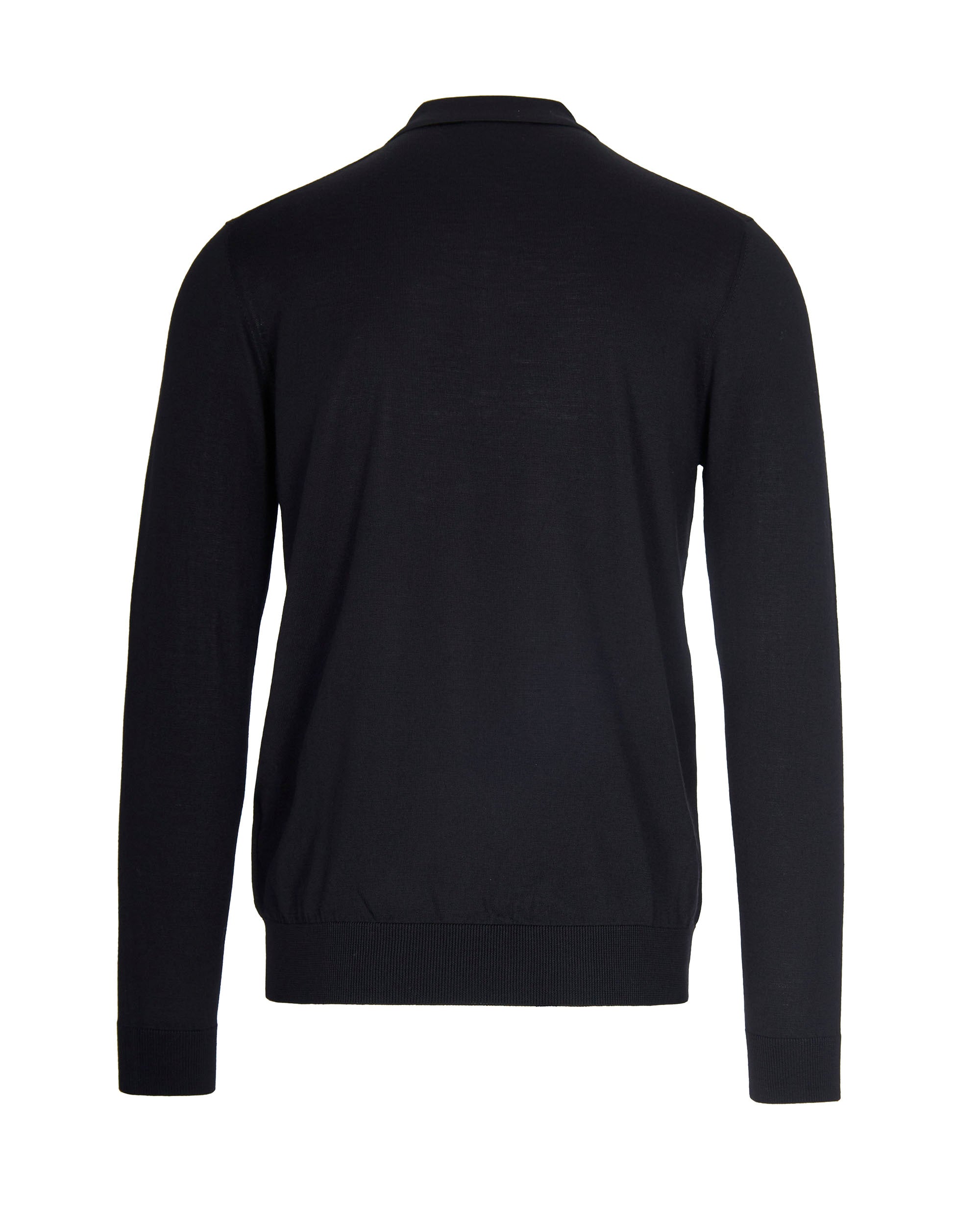 Paolo Pecora Virgin Wool Half-Zip Polo — Black, view 2