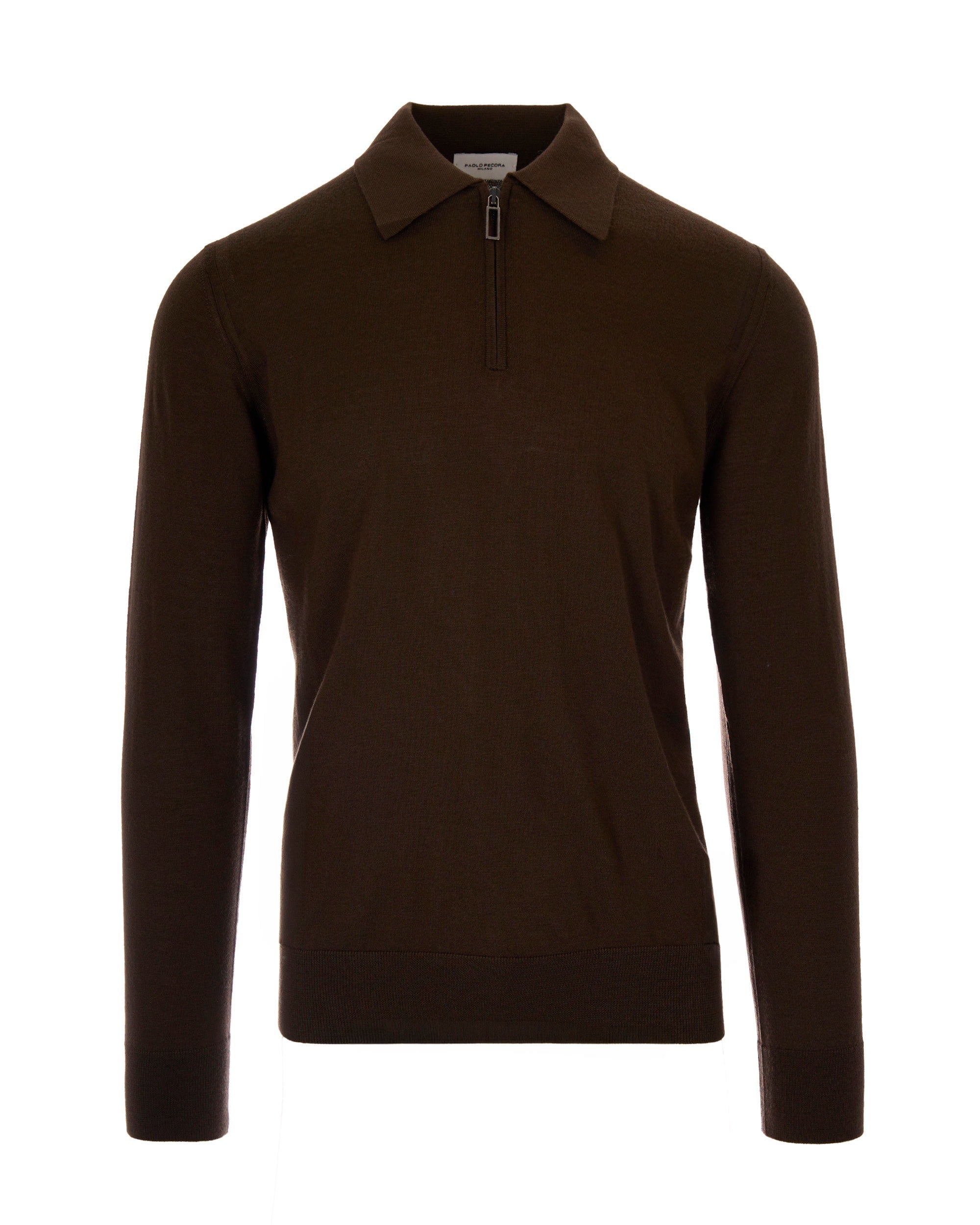 Paolo Pecora Virgin Wool Polo — Brown by Paolo Pecora