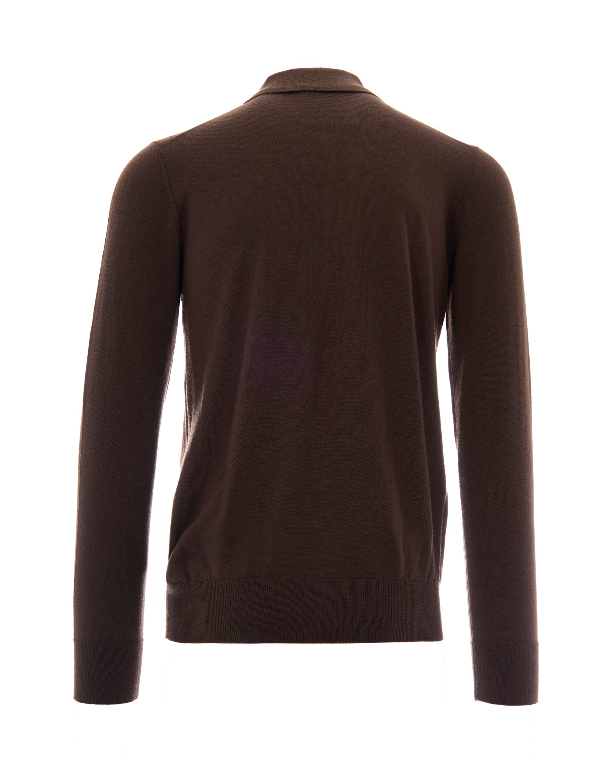 Paolo Pecora Virgin Wool Polo — Brown, view 2