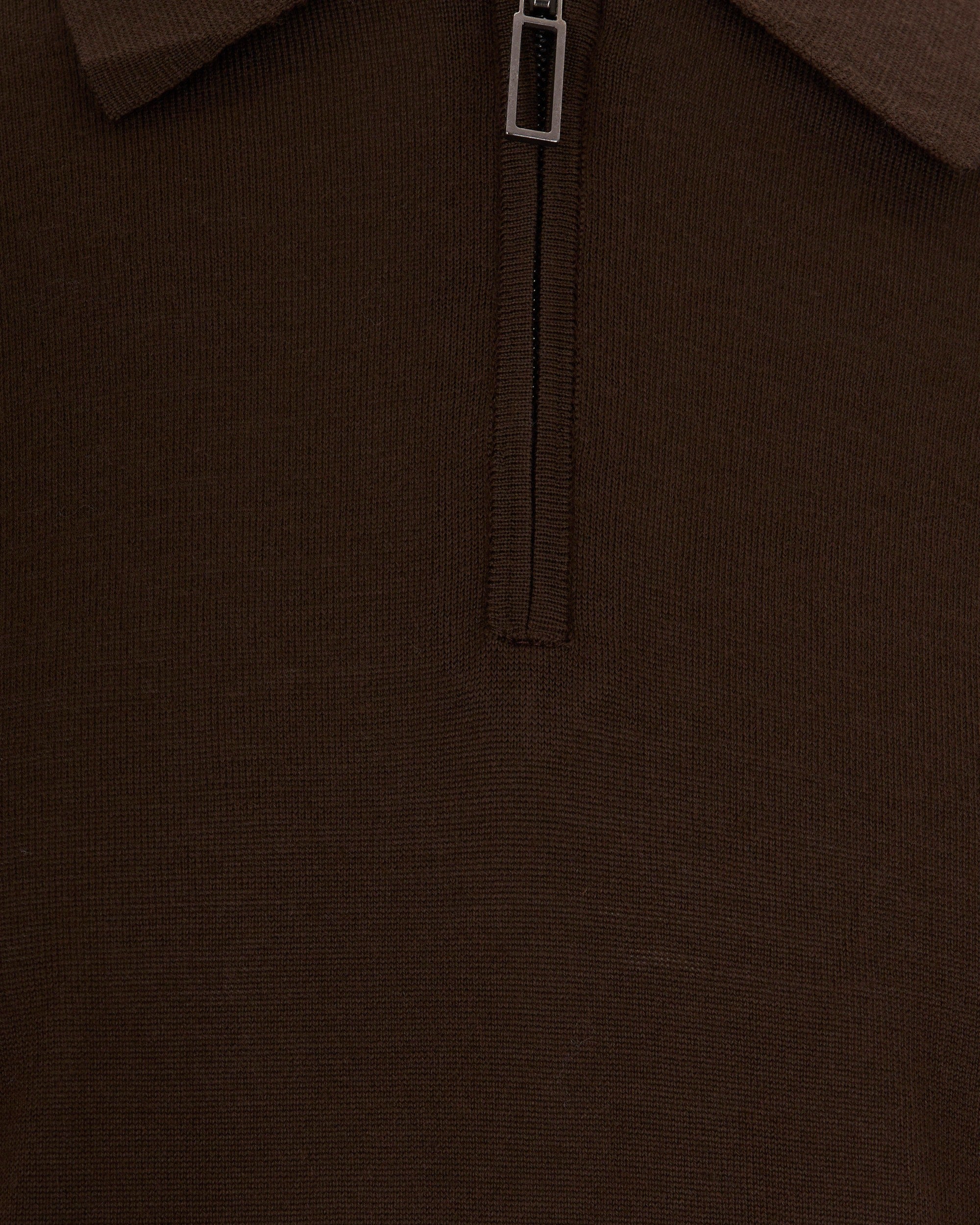 Paolo Pecora Virgin Wool Polo — Brown, view 3