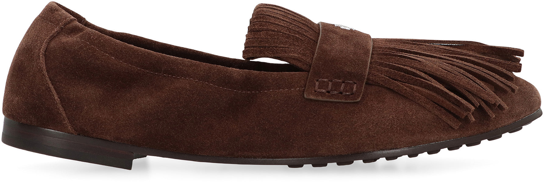 Tory Burch Fringed Leather Ballet Flat — Brown, view 2