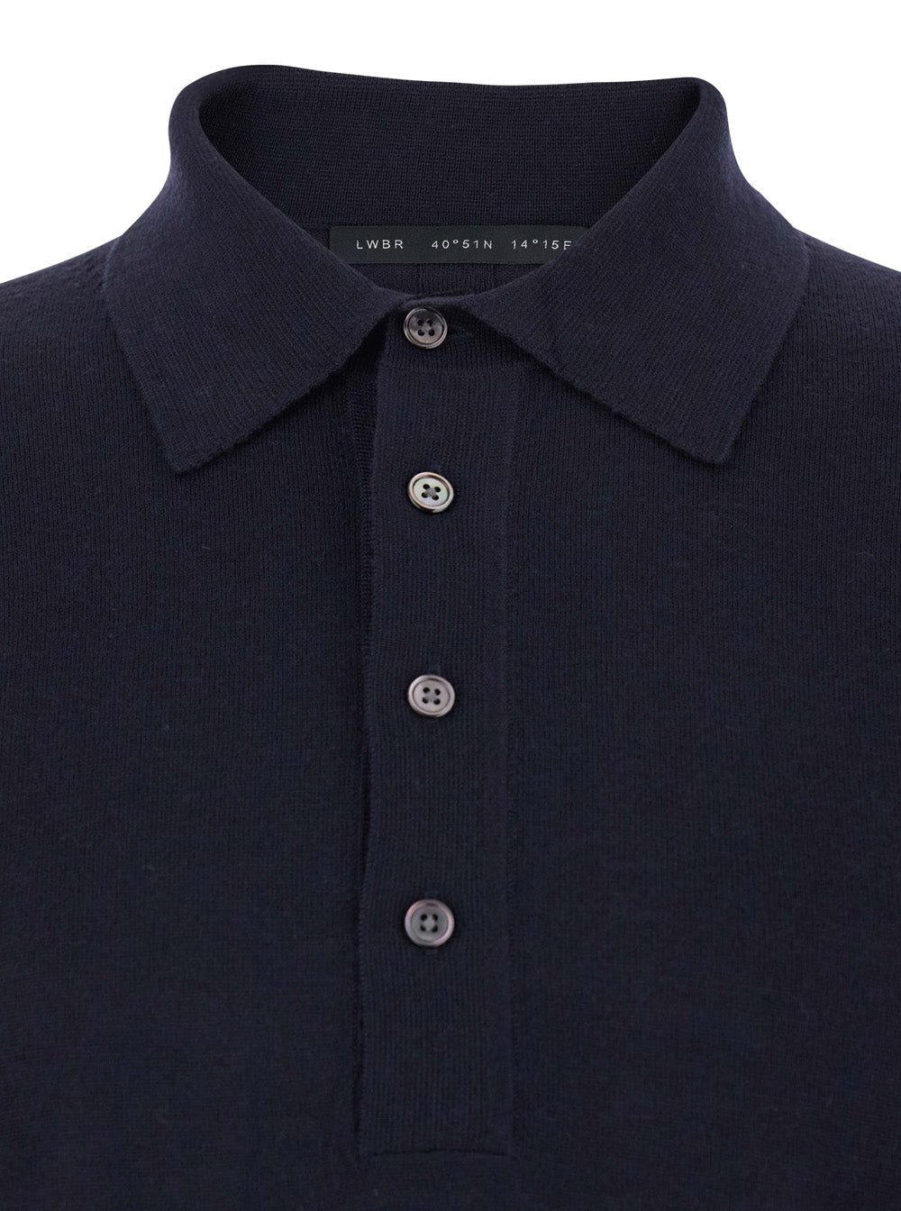 Low Brand Wool Polo-Collar Sweater — Navy, view 3