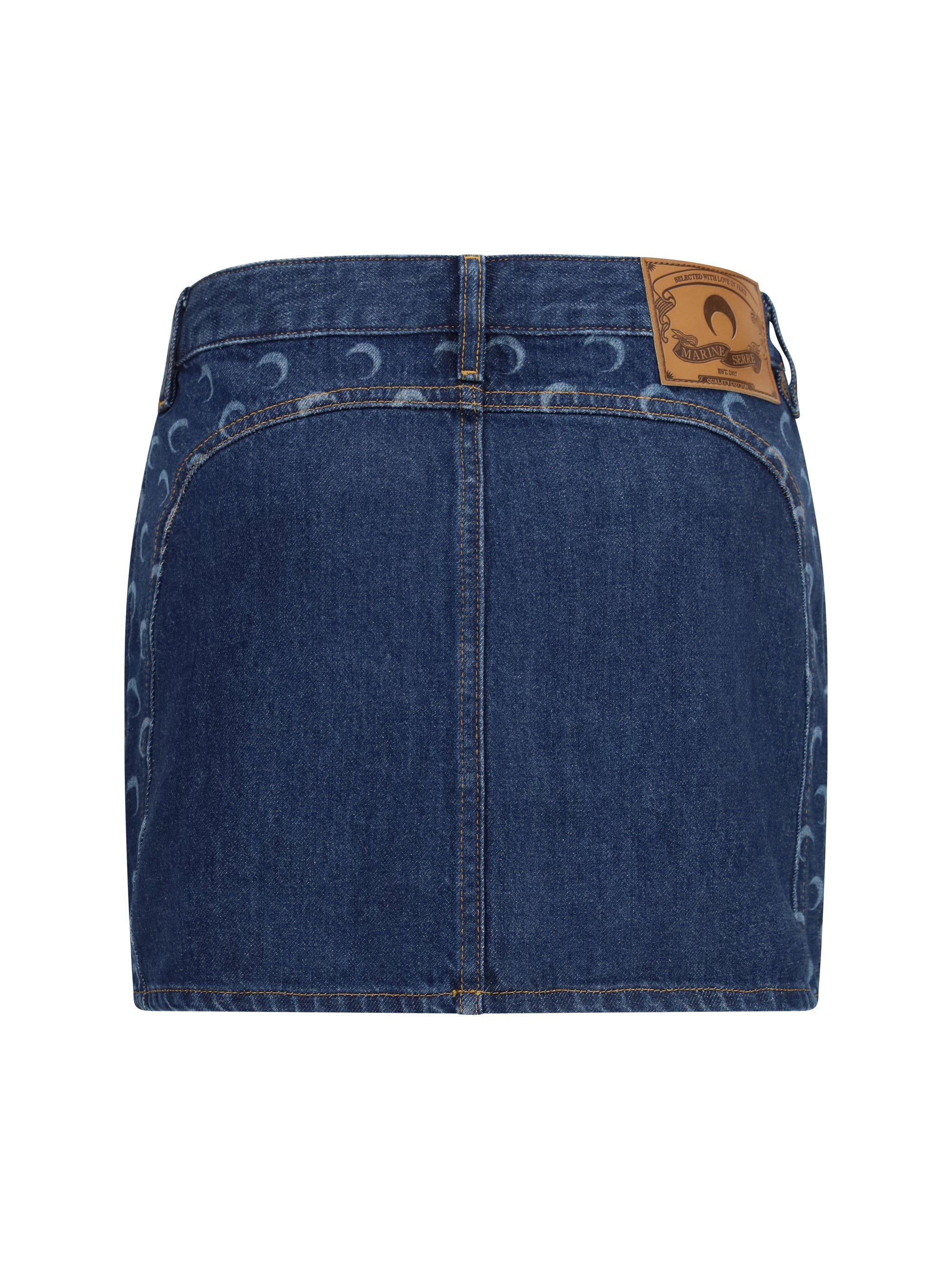 Marine Serre Zipped Organic Cotton Mini Skirt — Navy by Marine Serre