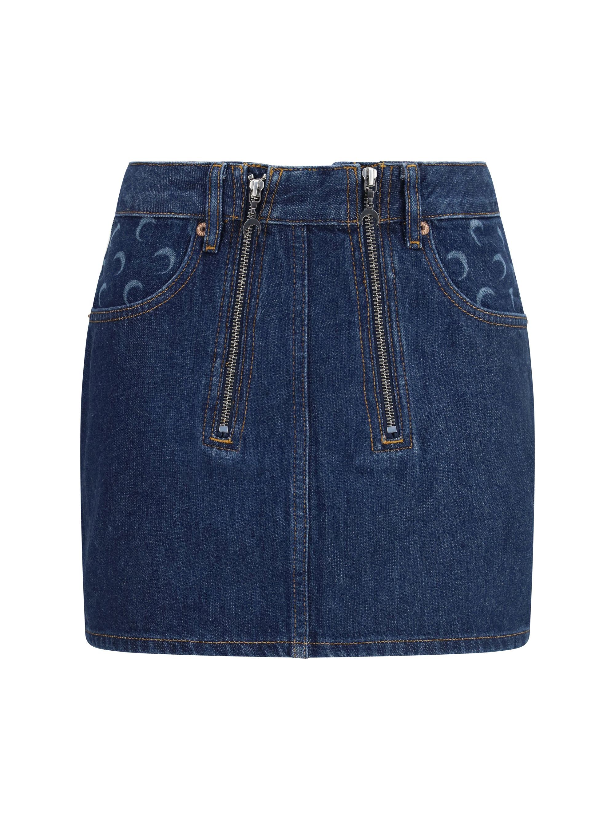 Marine Serre Zipped Organic Cotton Mini Skirt — Navy, view 2