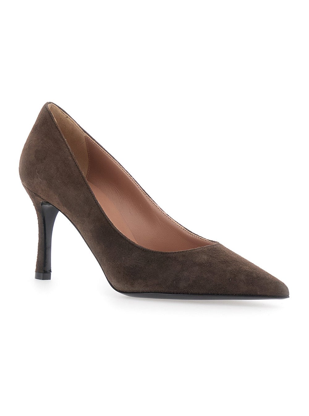Pollini Suede High Heel Pump — Brown, view 2