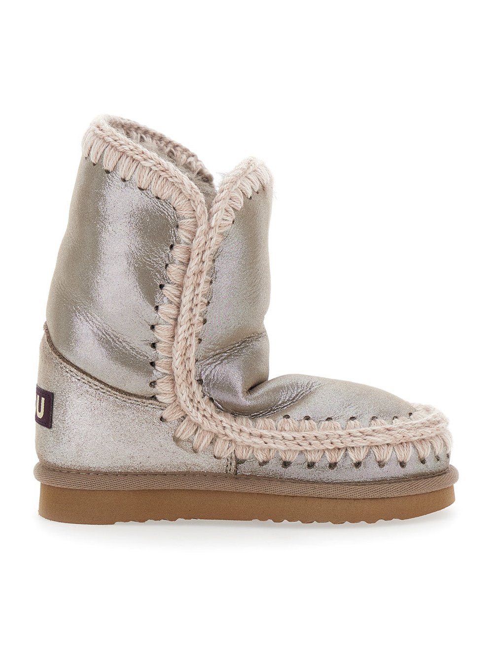 Mou Hand-Crocheted Wool Sheepskin Boot — Beige by Mou