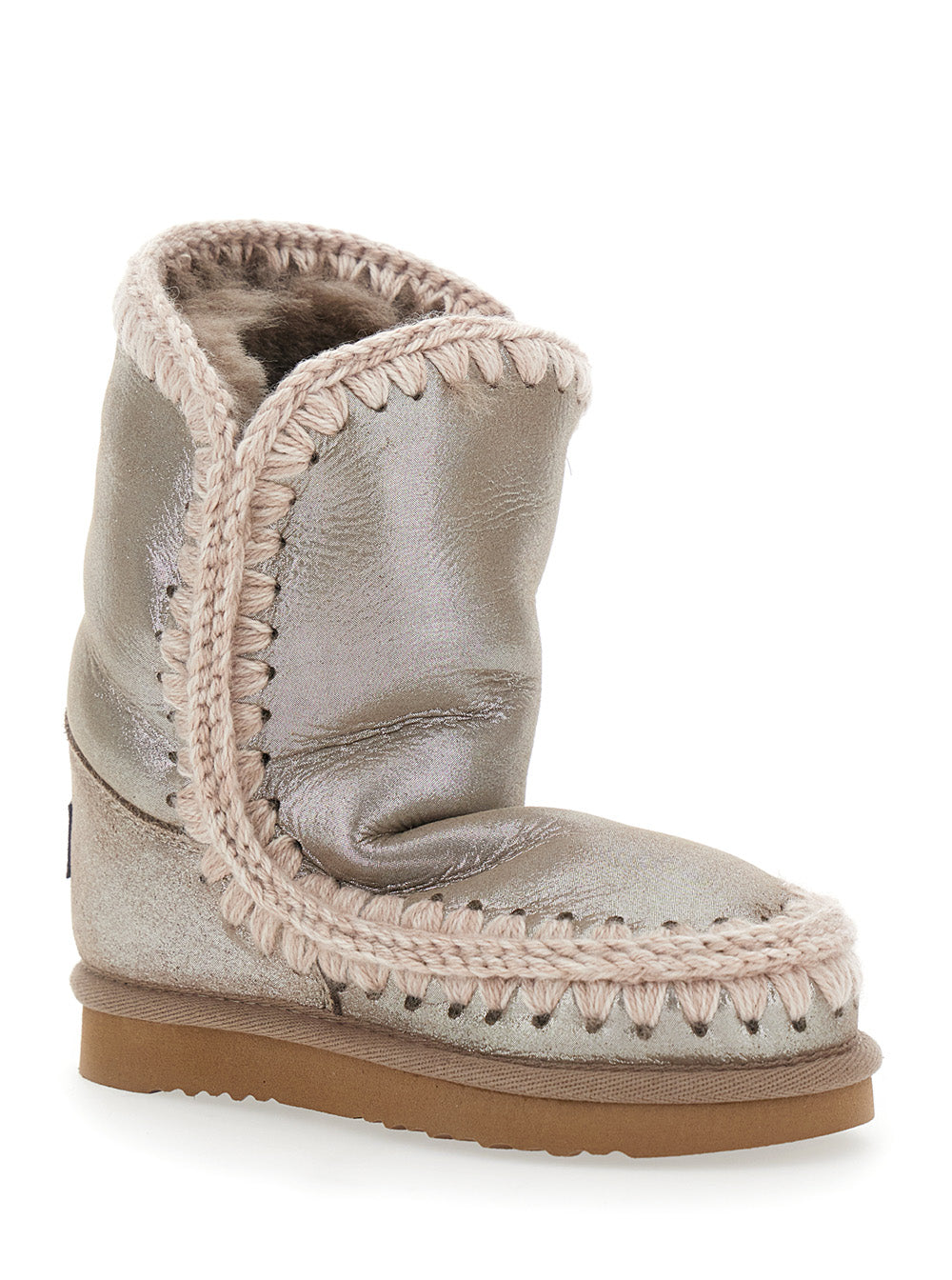Mou Hand-Crocheted Wool Sheepskin Boot — Beige, view 2