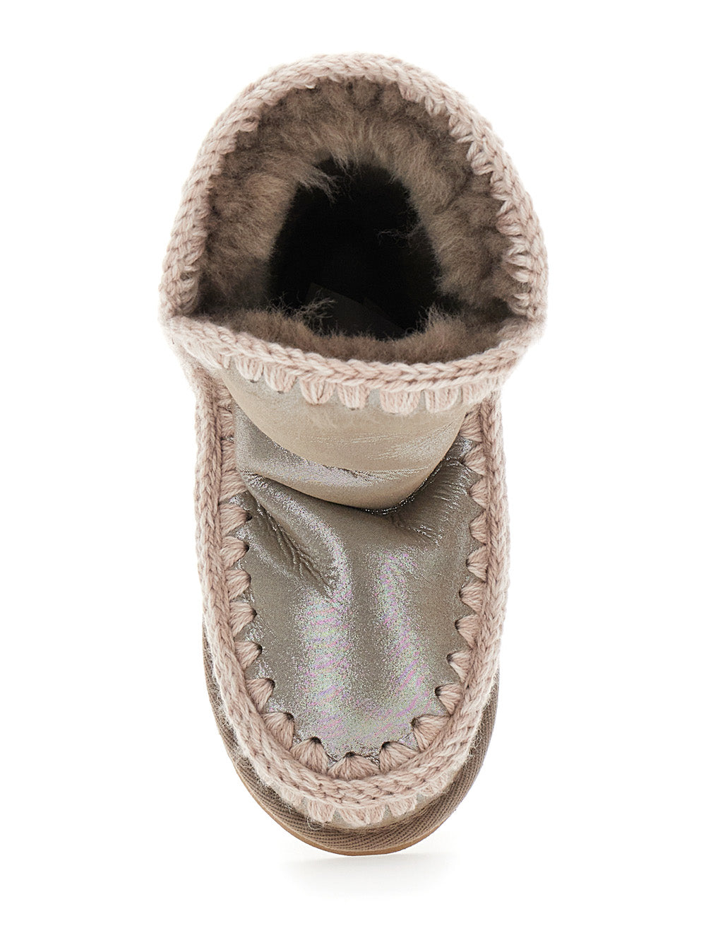 Mou Hand-Crocheted Wool Sheepskin Boot — Beige, view 4