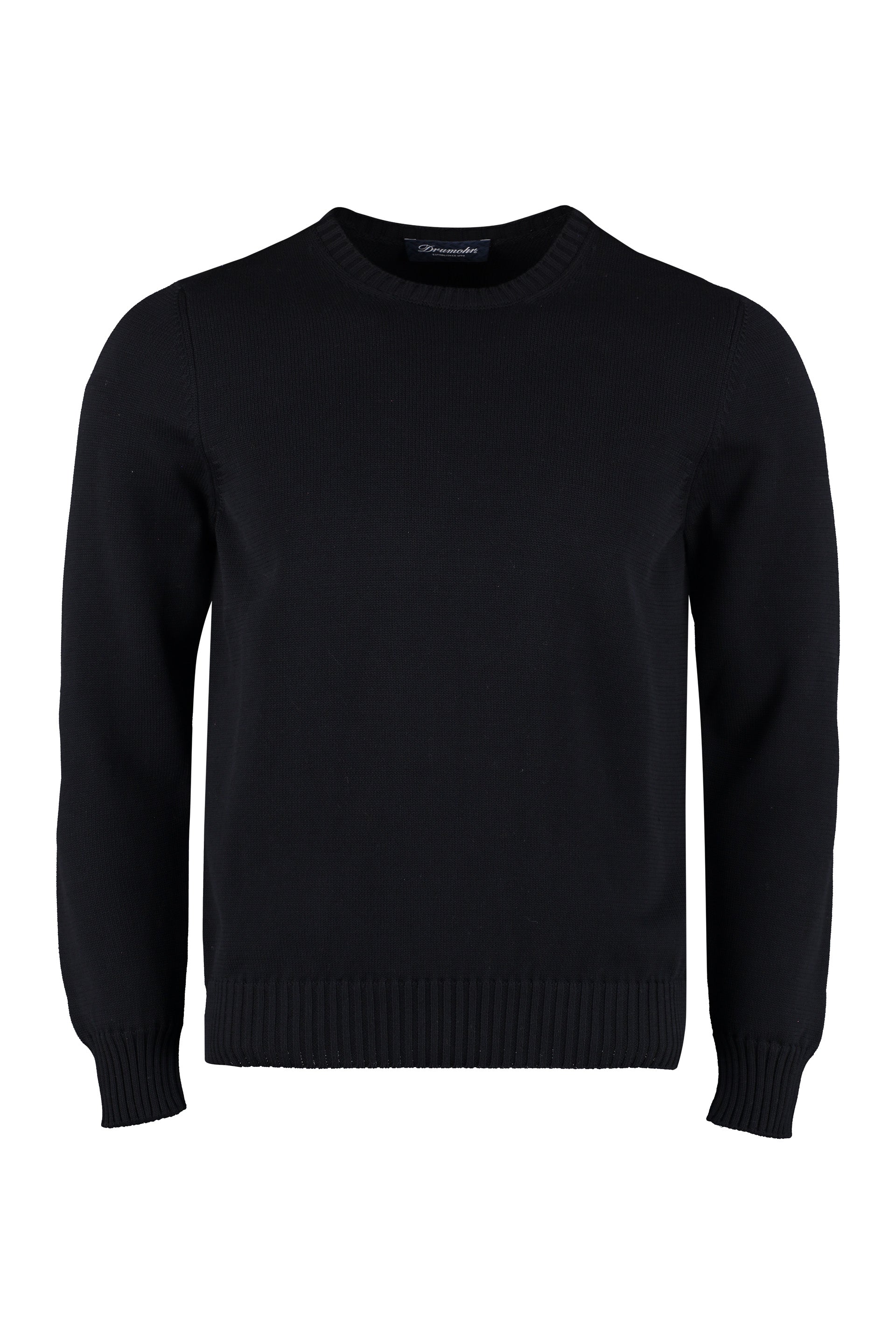 Drumohr Crew-Neck Cotton Sweater — Black by Drumohr