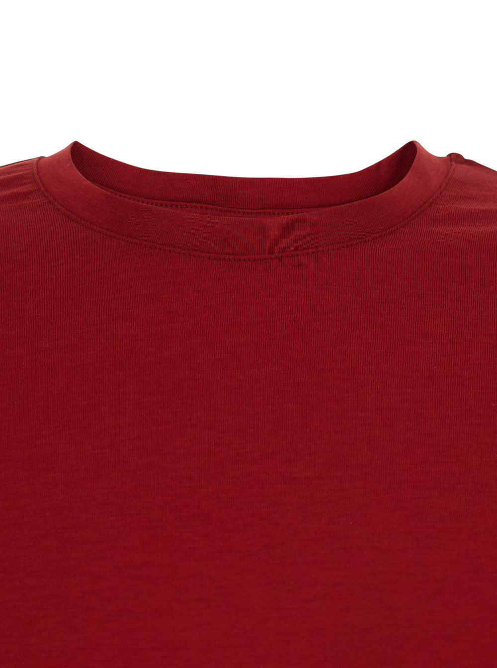 Toteme Crew Neck Long Sleeve Lyocell-Cotton Blend T-Shirt — Red, view 3